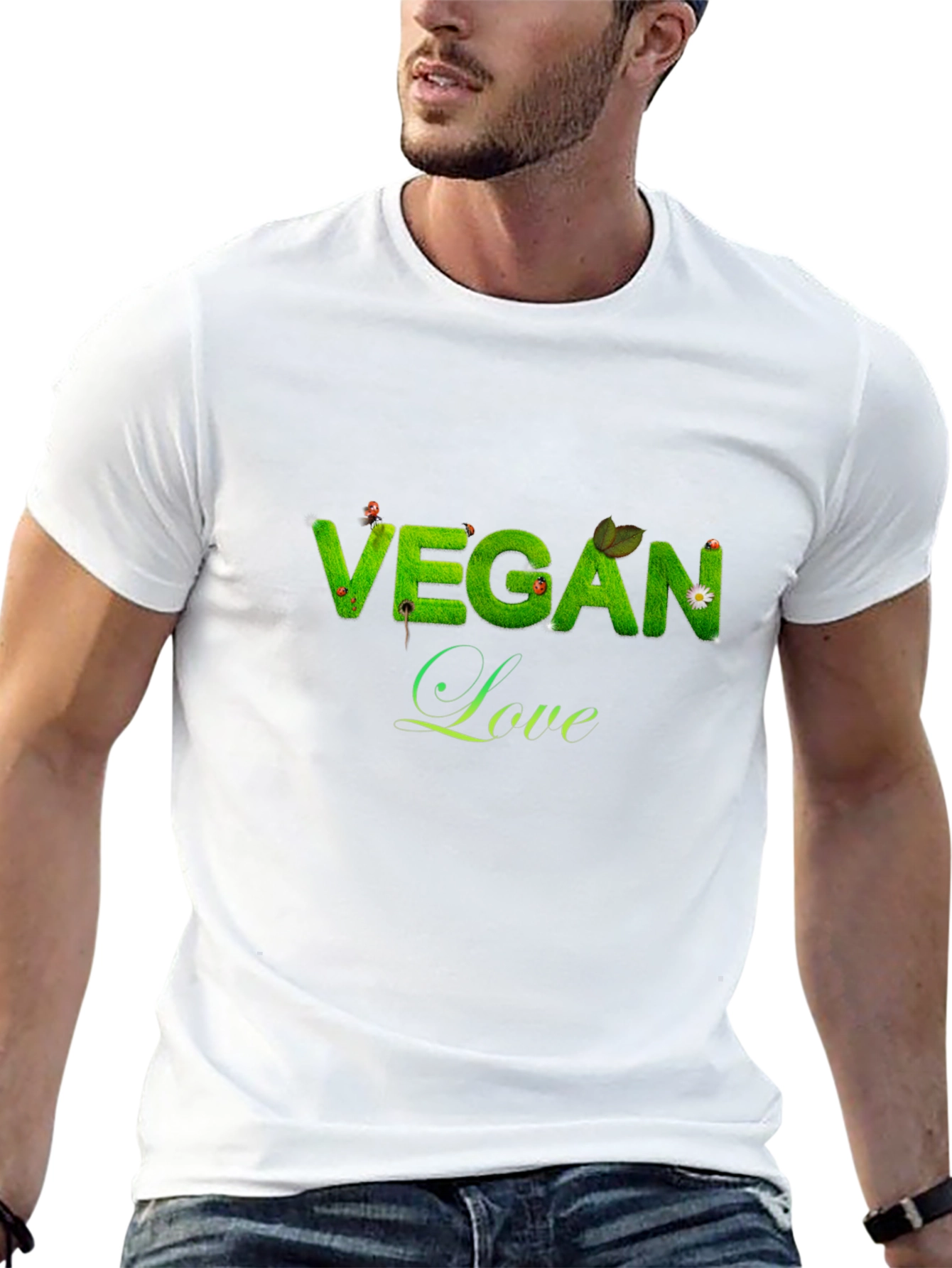 Black Vegan Love Black T-Shirt view 13
