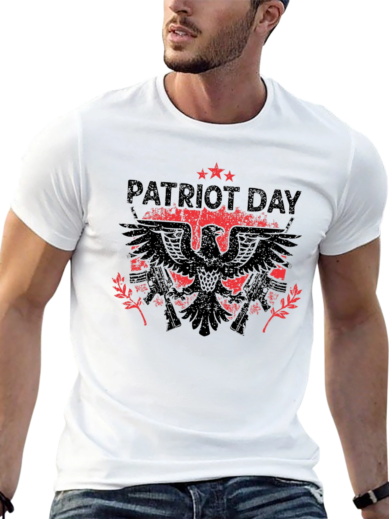 Black Patriot Day Eagle Graphic Black T-Shirt view 13