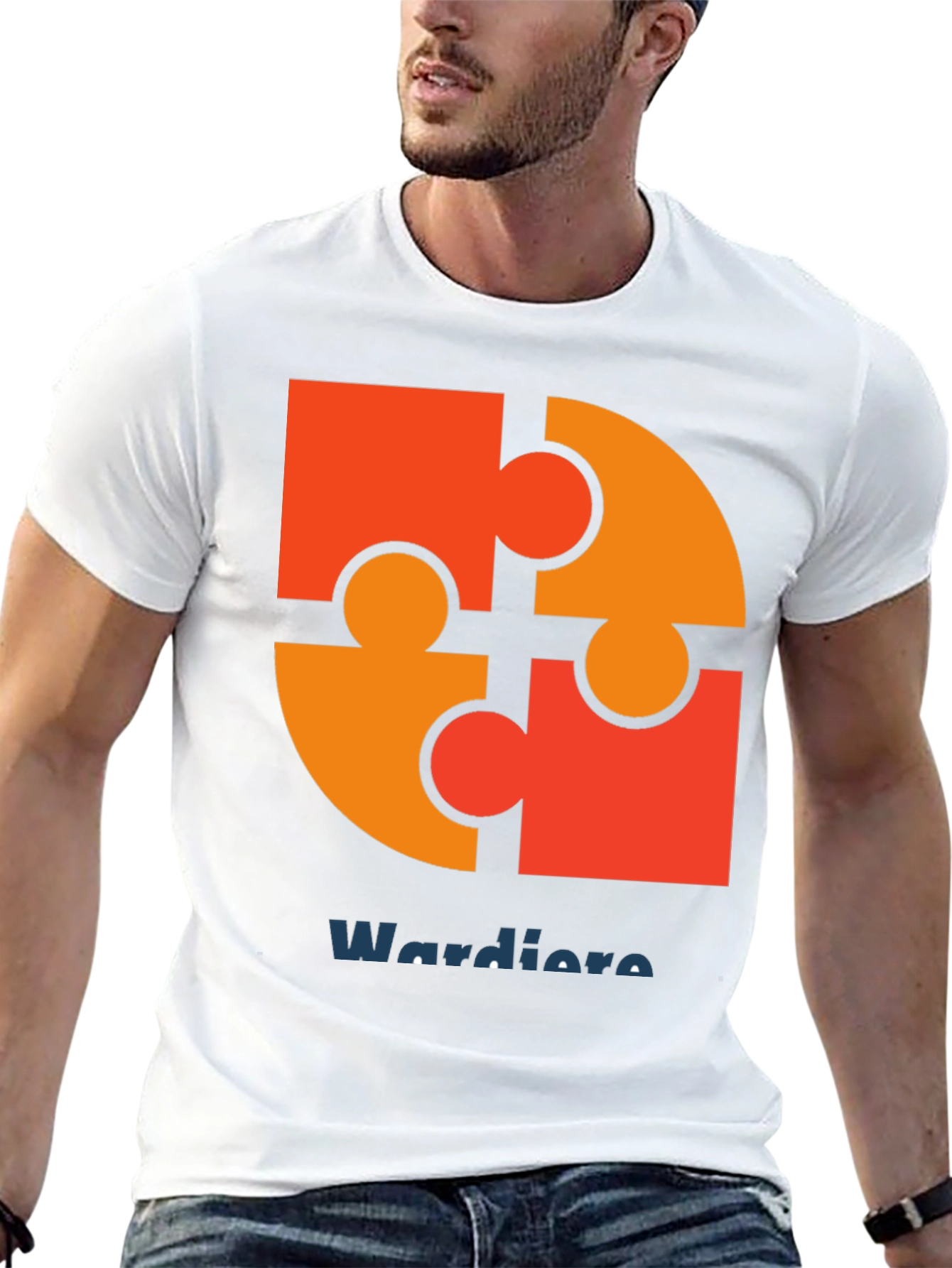 Black Puzzle Piece Graphic Tee - Wardiore Printed T-Shirt view 13