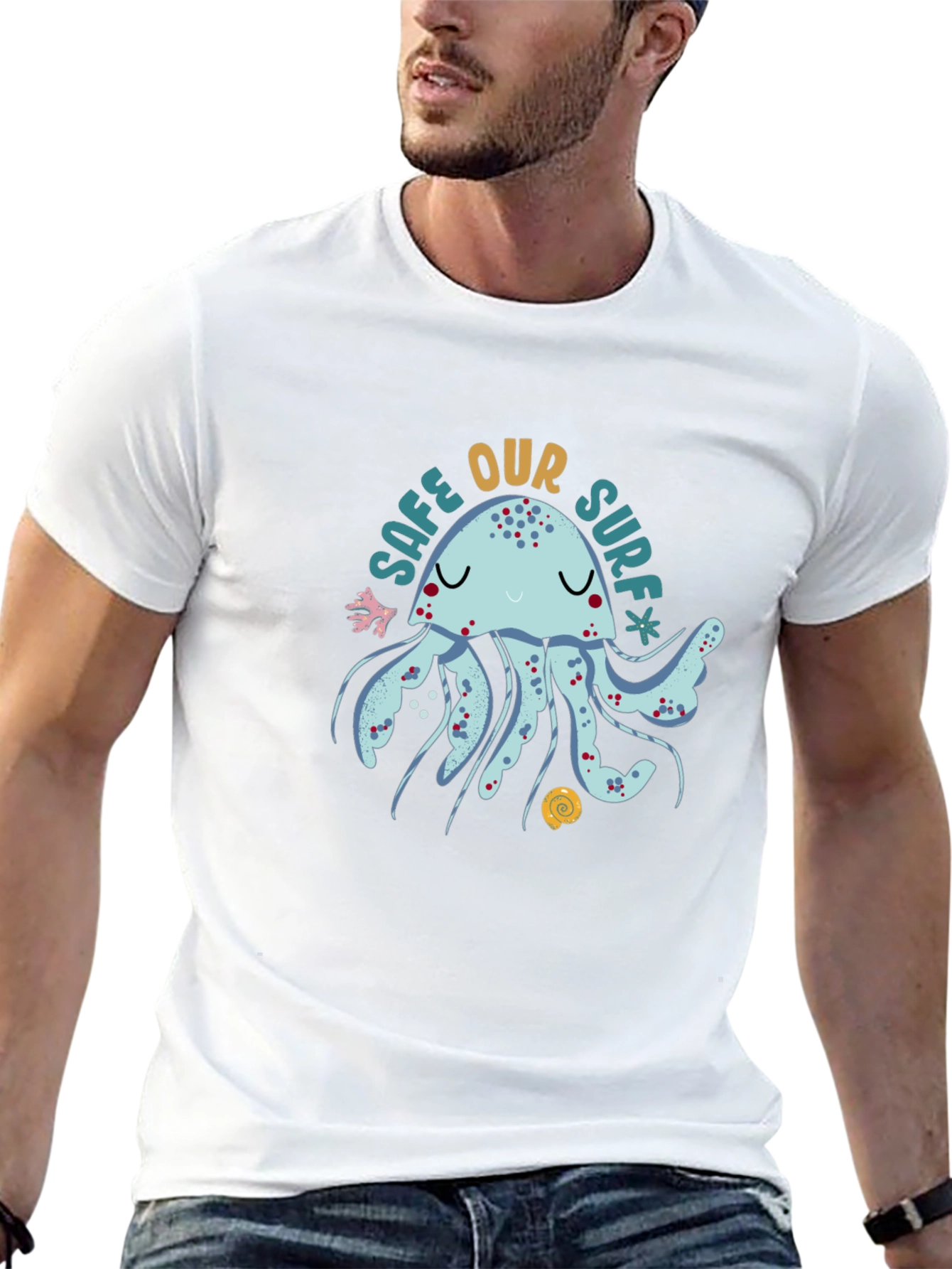 Black Save Our Surf Jellyfish Graphic Tee - Soft Cotton Comfort view 13