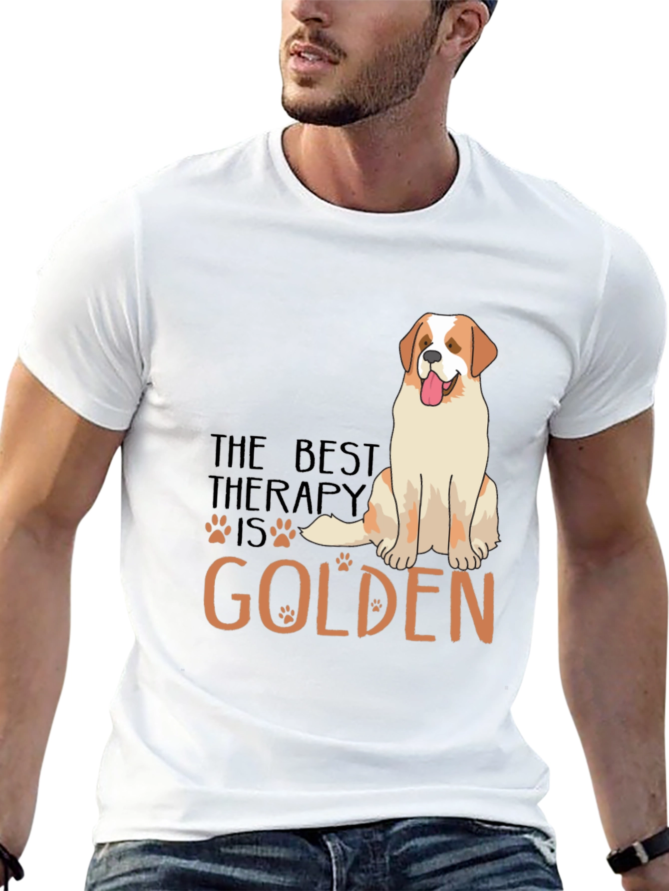 Black Golden Therapy Dog Graphic T-Shirt view 13