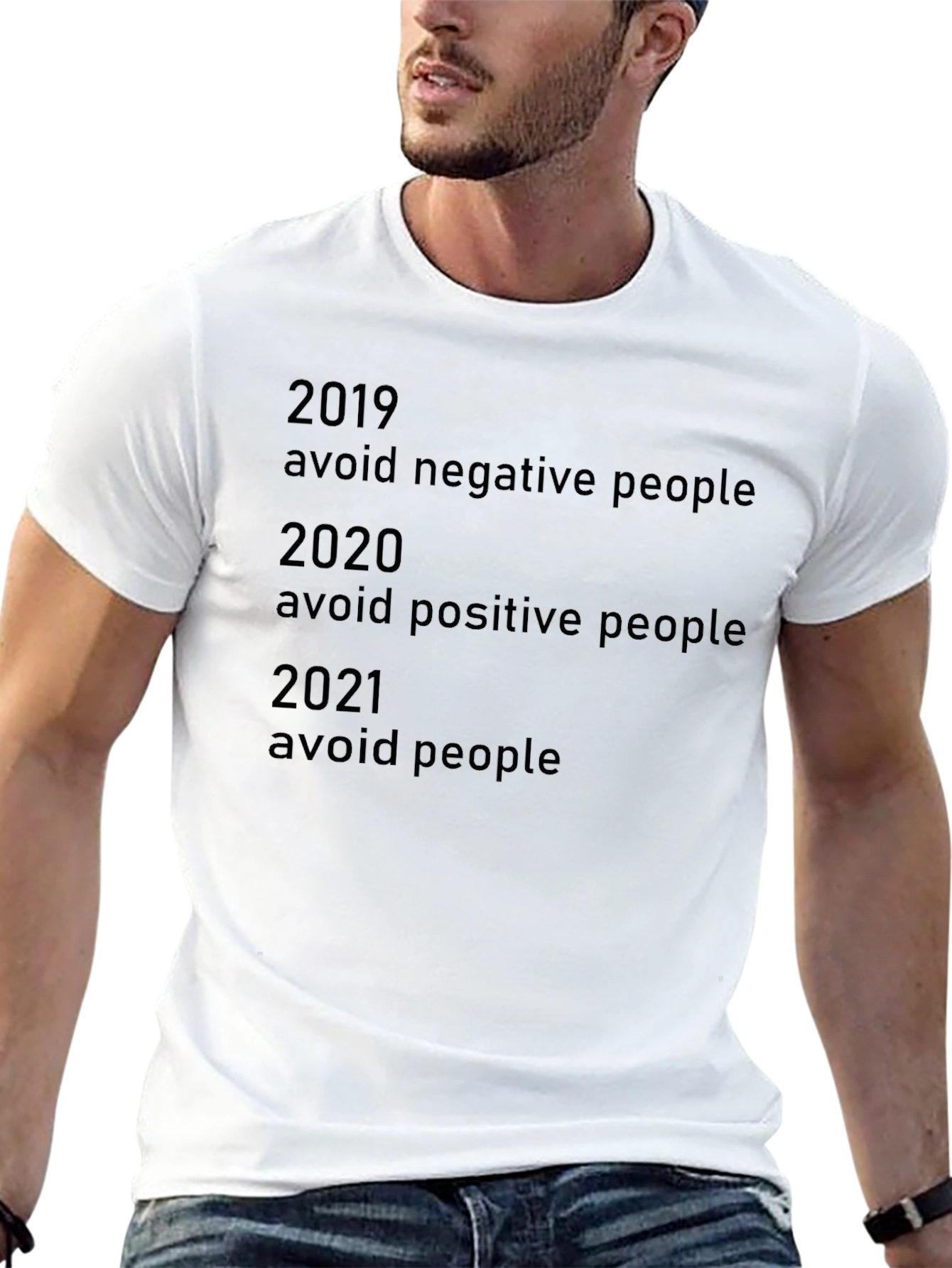 Black Avoid People T-Shirt Funny Slogan Tee view 13