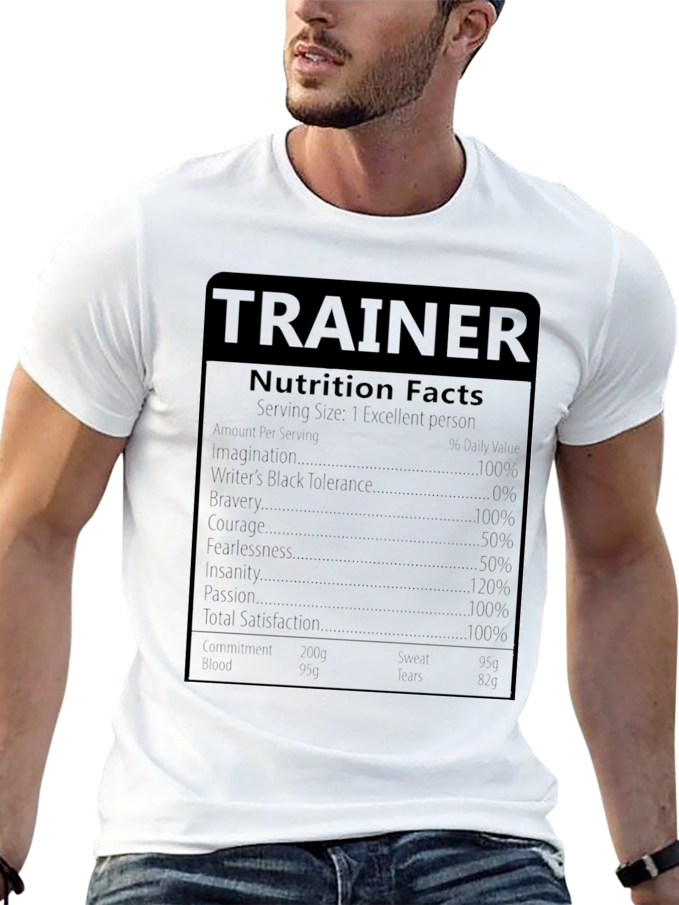 Black Trainer Nutrition Facts Black T-Shirt view 13