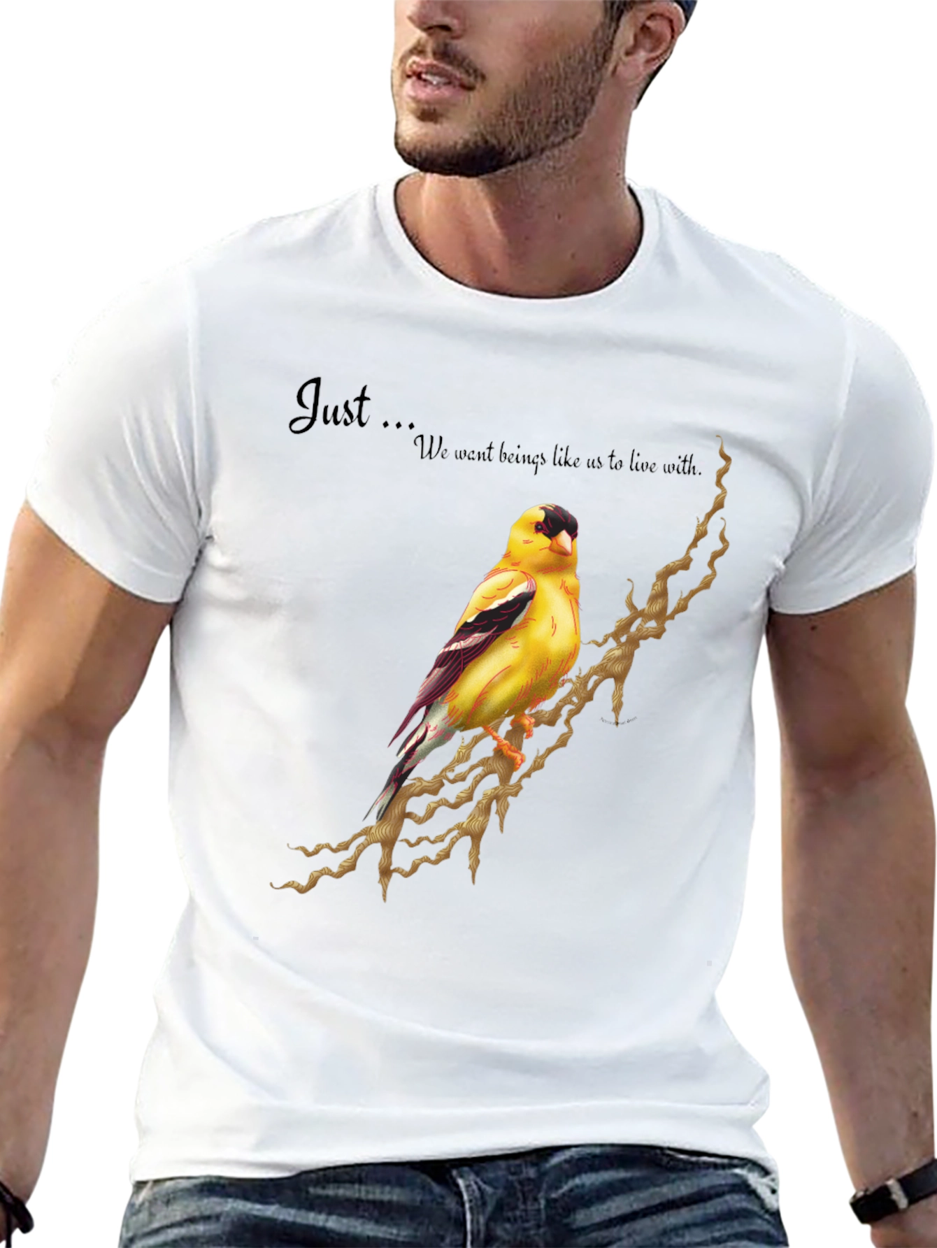 Black Goldfinch Bird Graphic Tee - Unique Design Shirt view 13