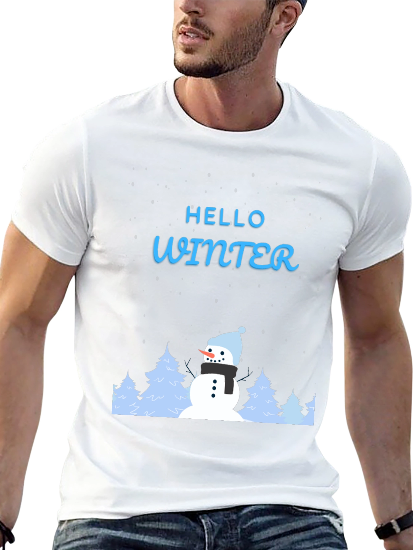 Black Hello Winter Snowman Graphic Tee view 13