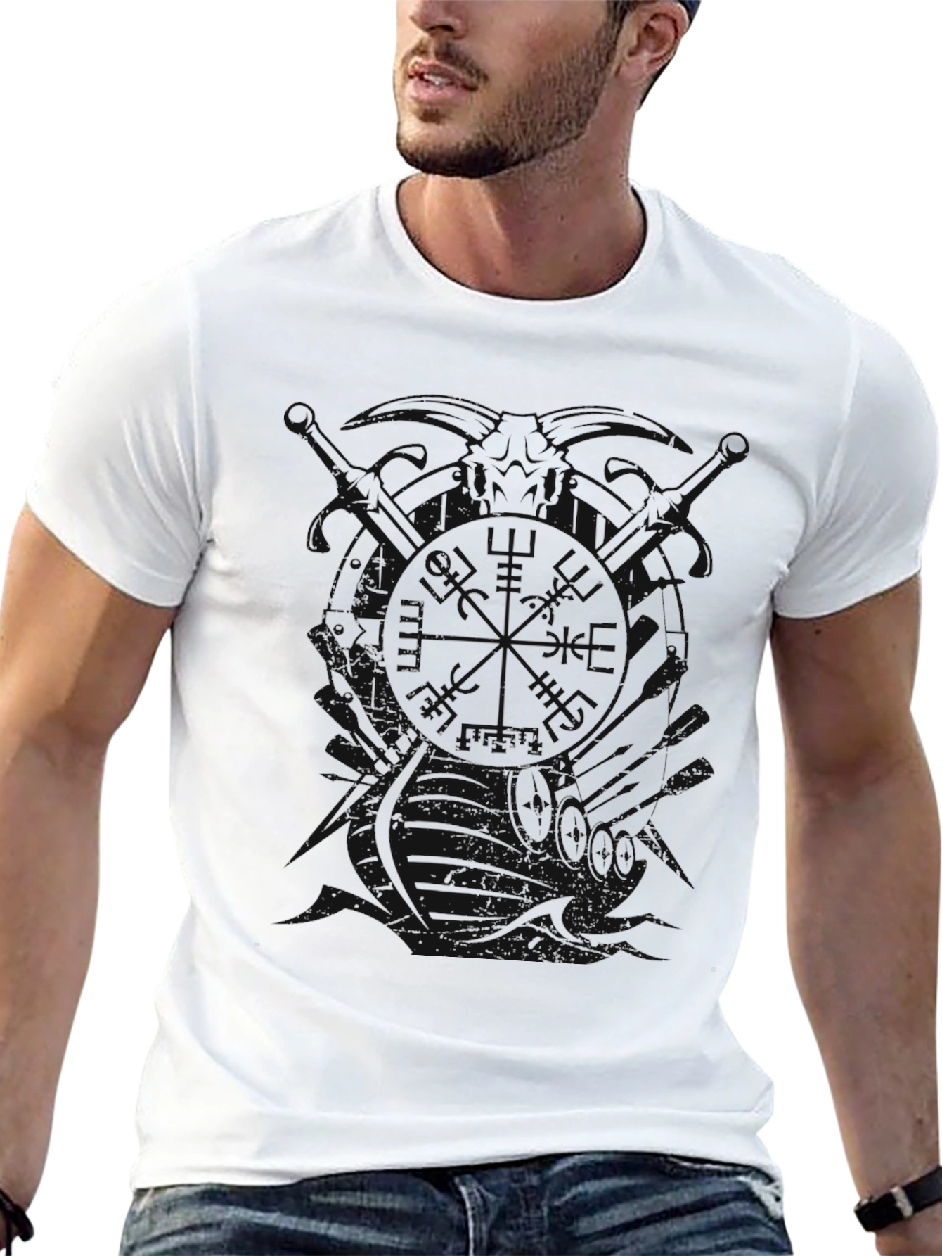 Black Plain Black Crewneck T-Shirt view 13