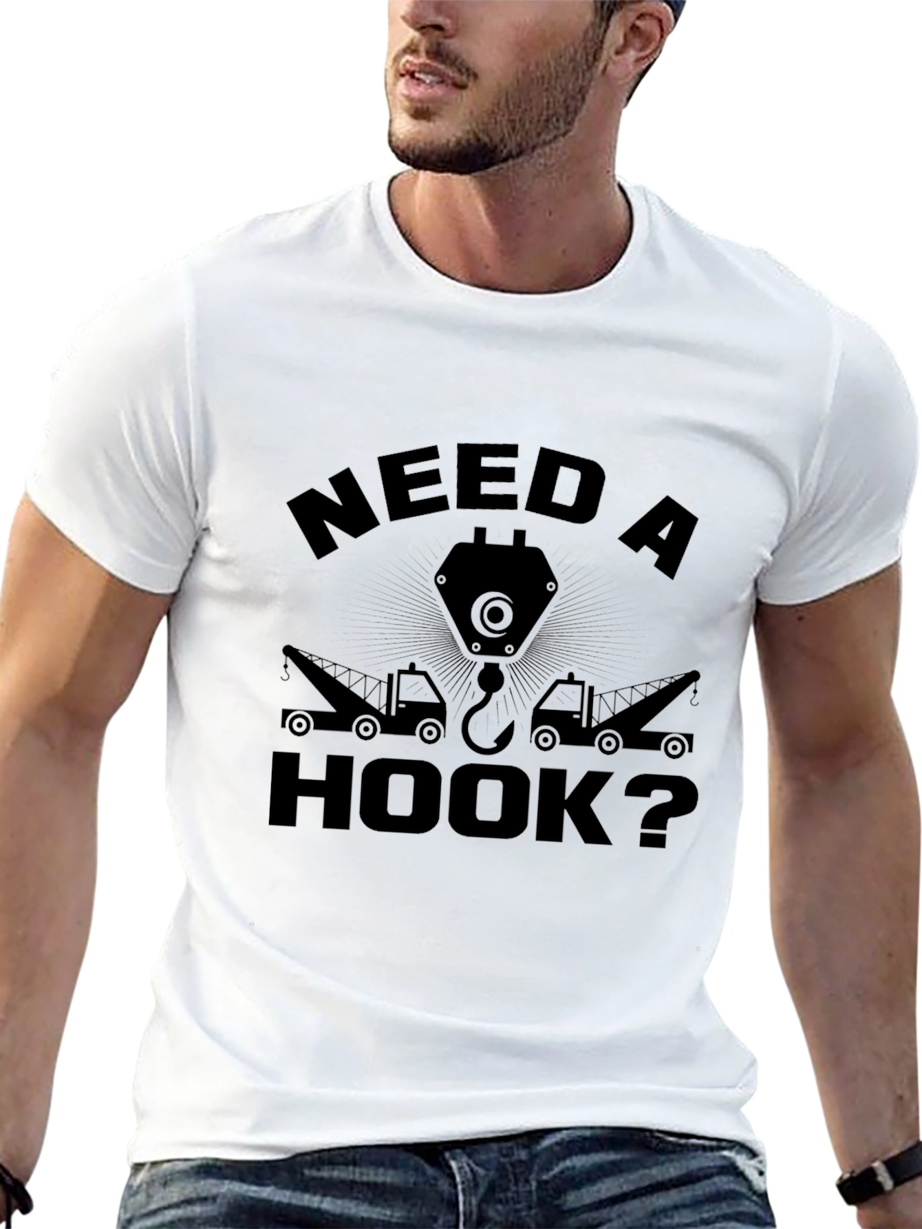 Black Need A Hook? Funny Tow Trucker T-Shirt view 13