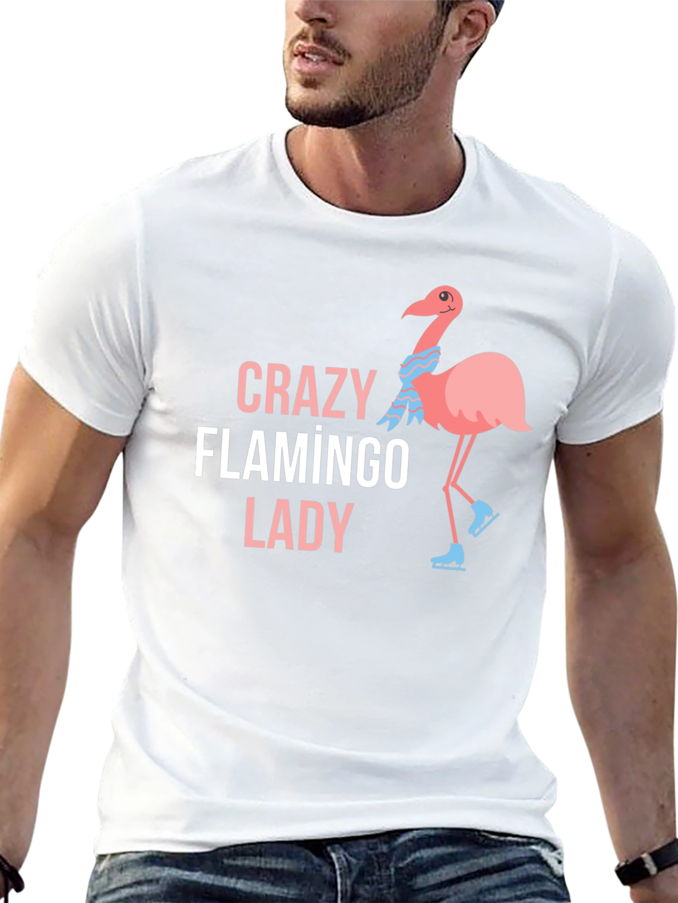 Black Crazy Flamingo Lady T-Shirt Black Cotton view 13