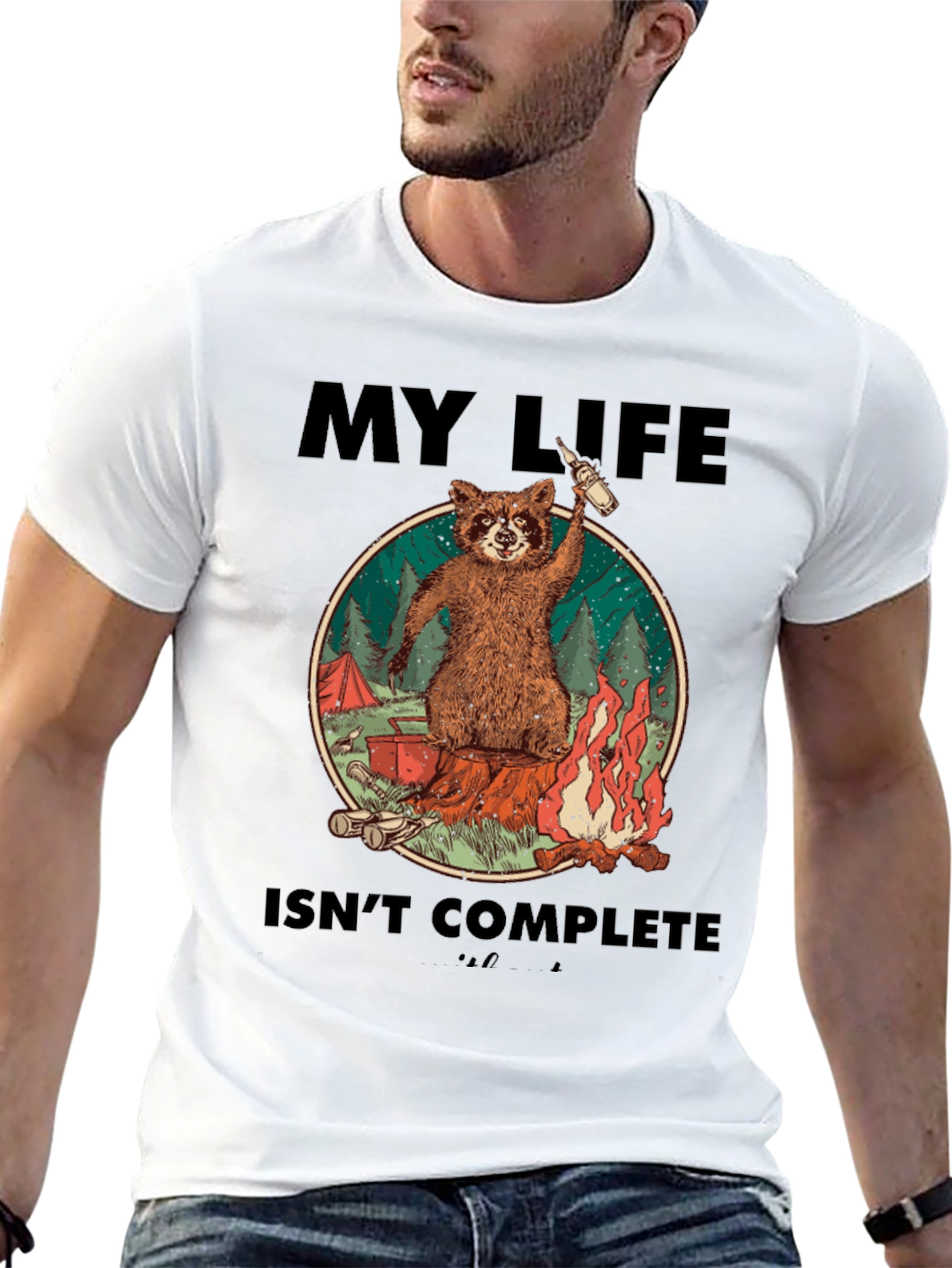 Black Raccoon Camping Graphic Tee - My Life Isn't Complete view 13