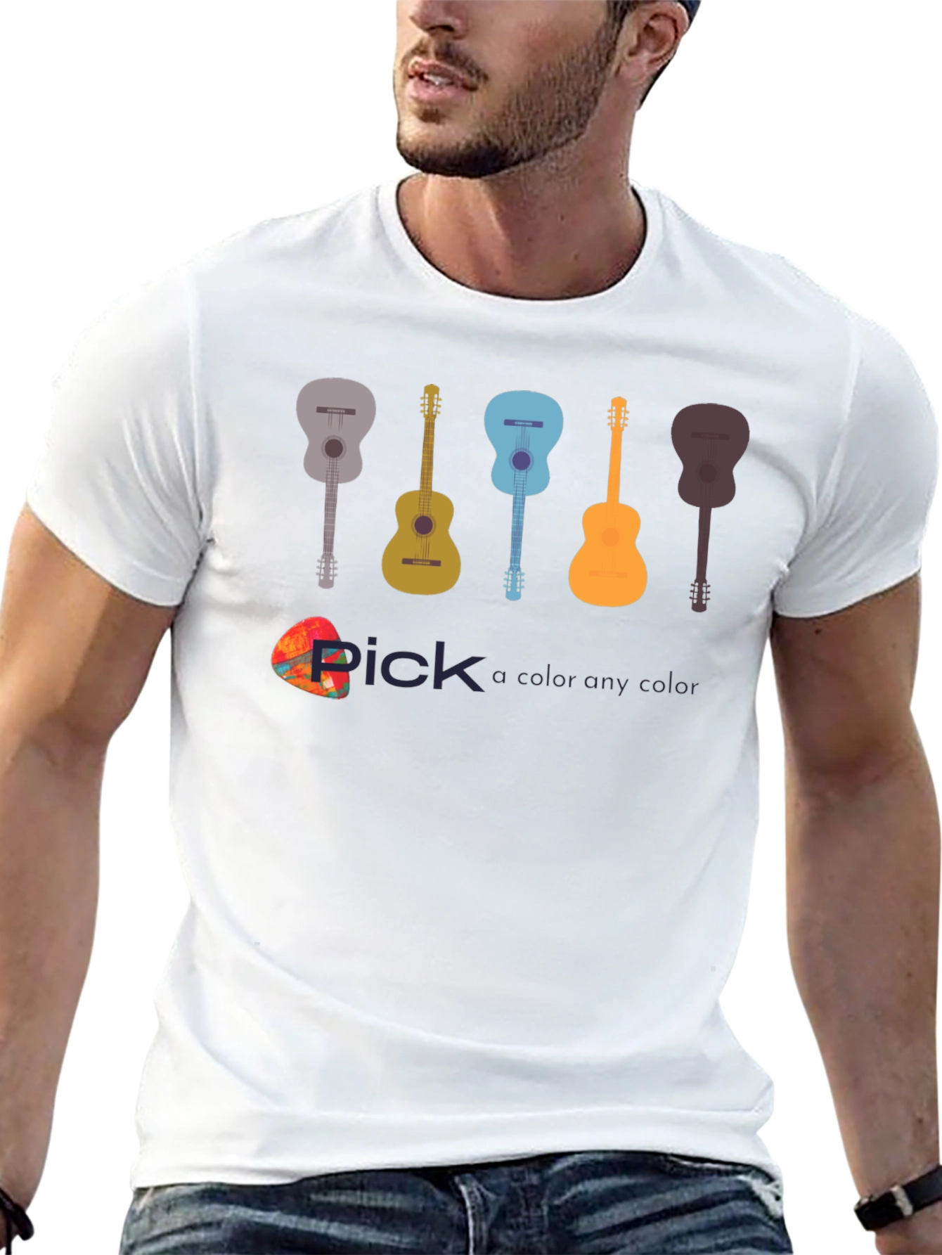 Black Guitar Pick Color T-Shirt - Music Lover Apparel view 13