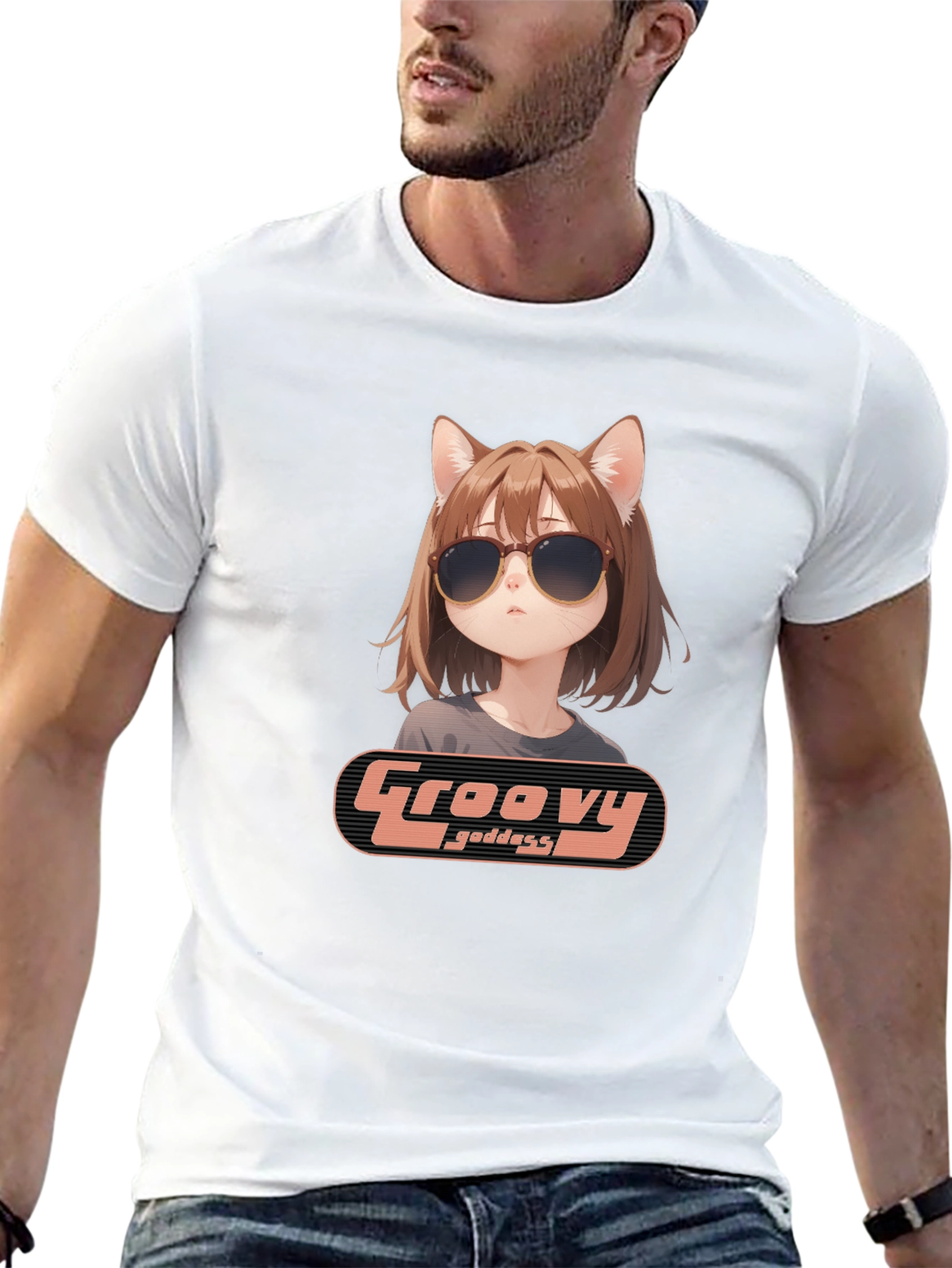 Black Groovy Goddess Anime T-Shirt view 13