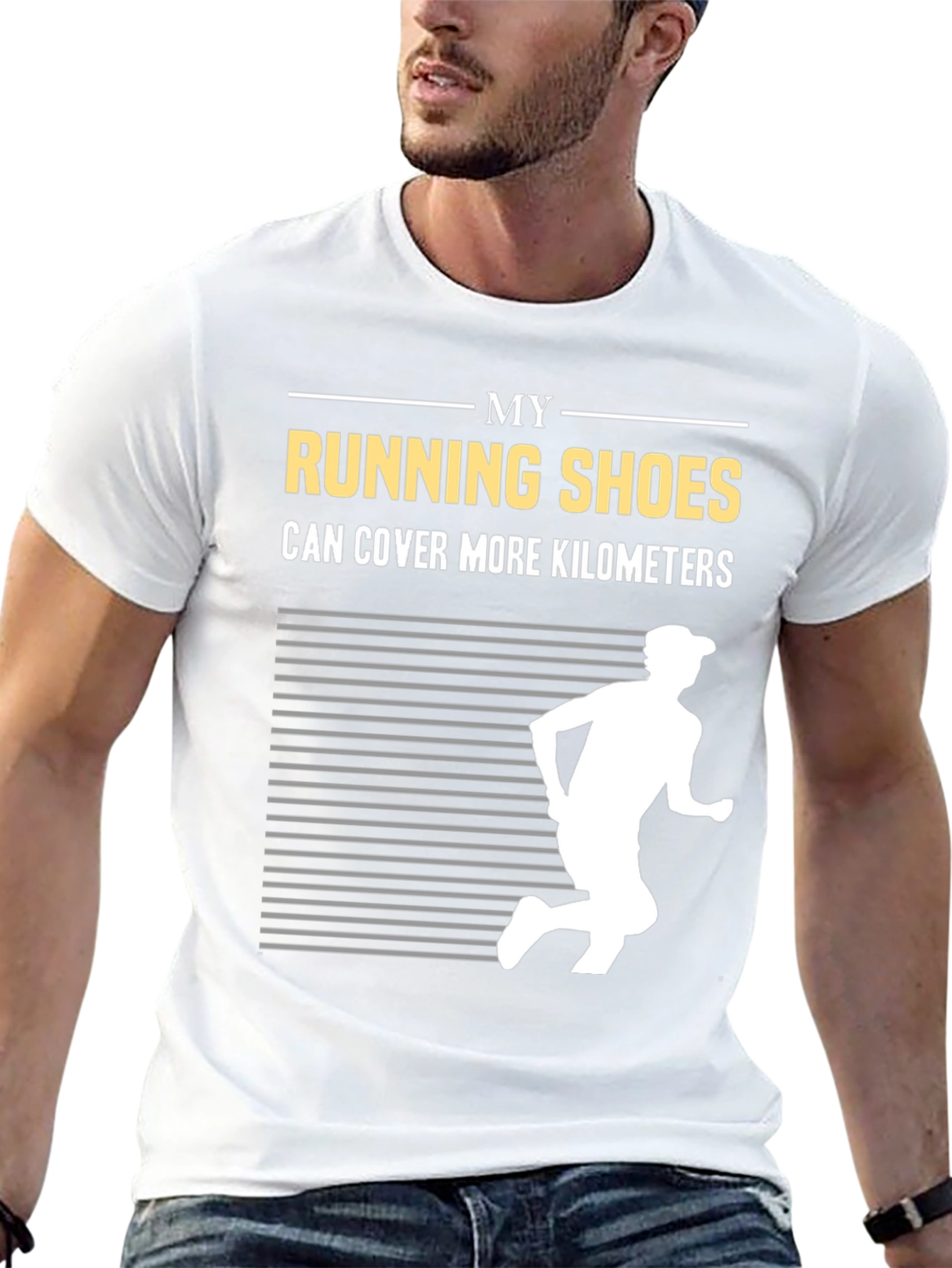 Black Running Shoes Kilometers Graphic Tee view 13