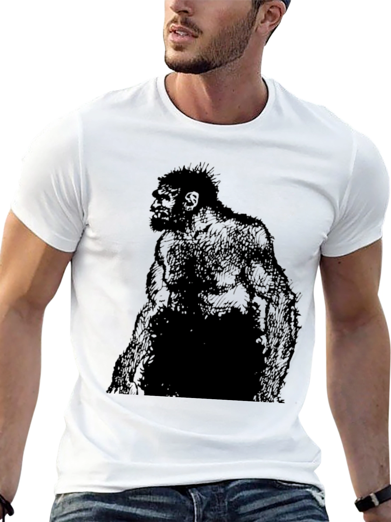 Black Primal Caveman Graphic T-Shirt view 13