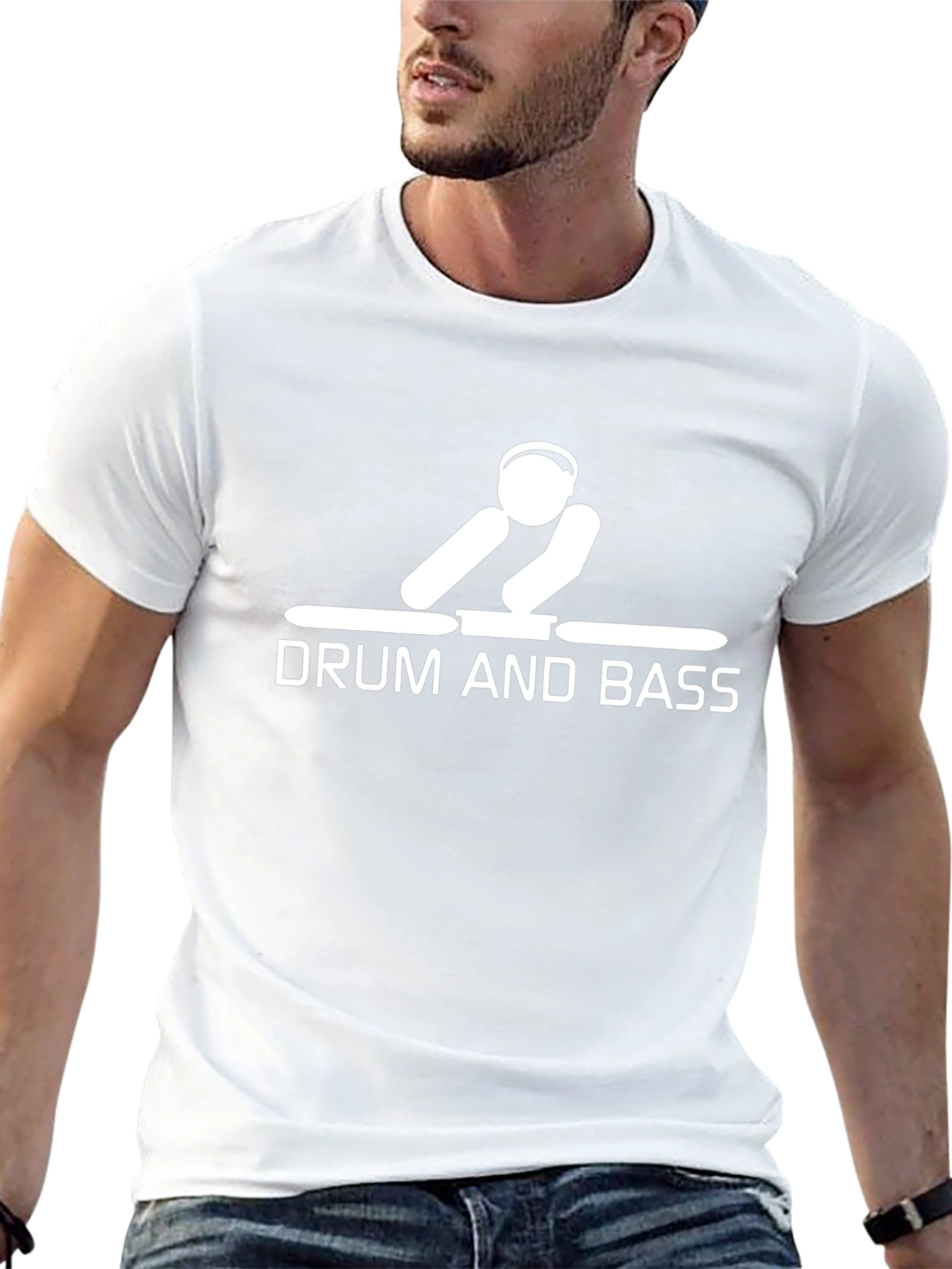 Black Drum and Bass DJ Graphic Tee - Black Cotton Blend view 13