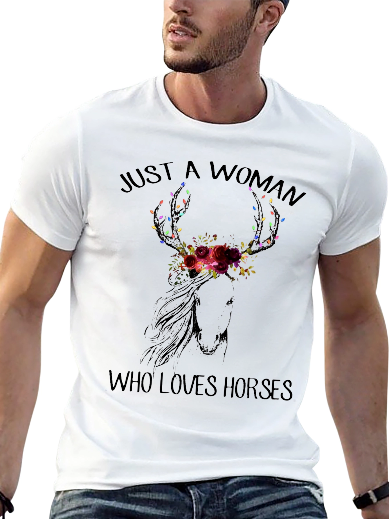 Black Just A Woman Who Loves Horses T-Shirt view 13