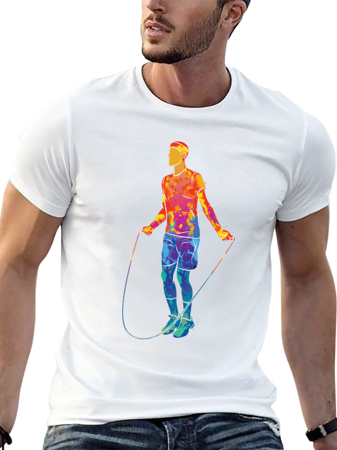 Black Retro Jump Rope Athlete Graphic T-Shirt view 13