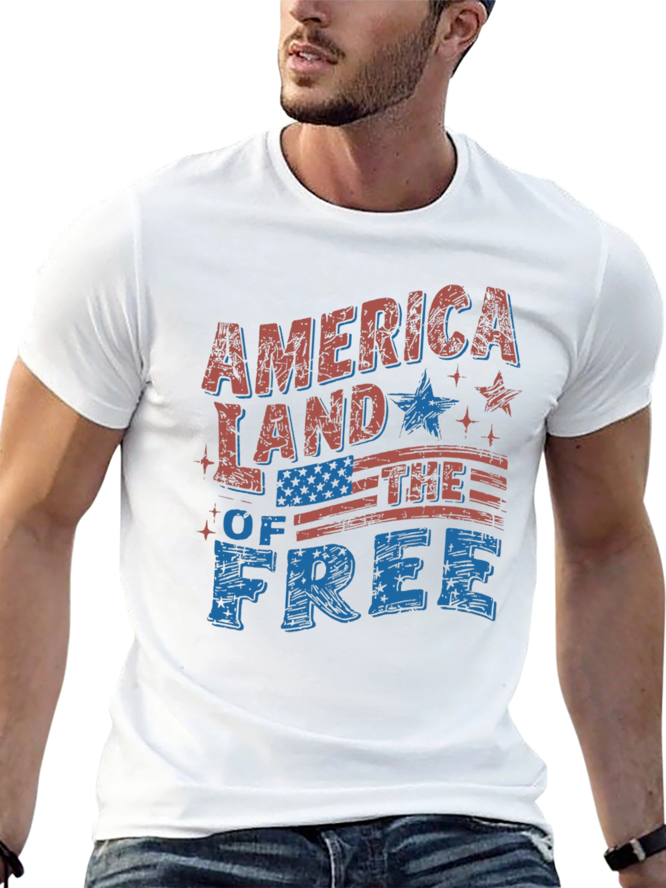 America Land of the Free Patriotic Graphic Tee - 13