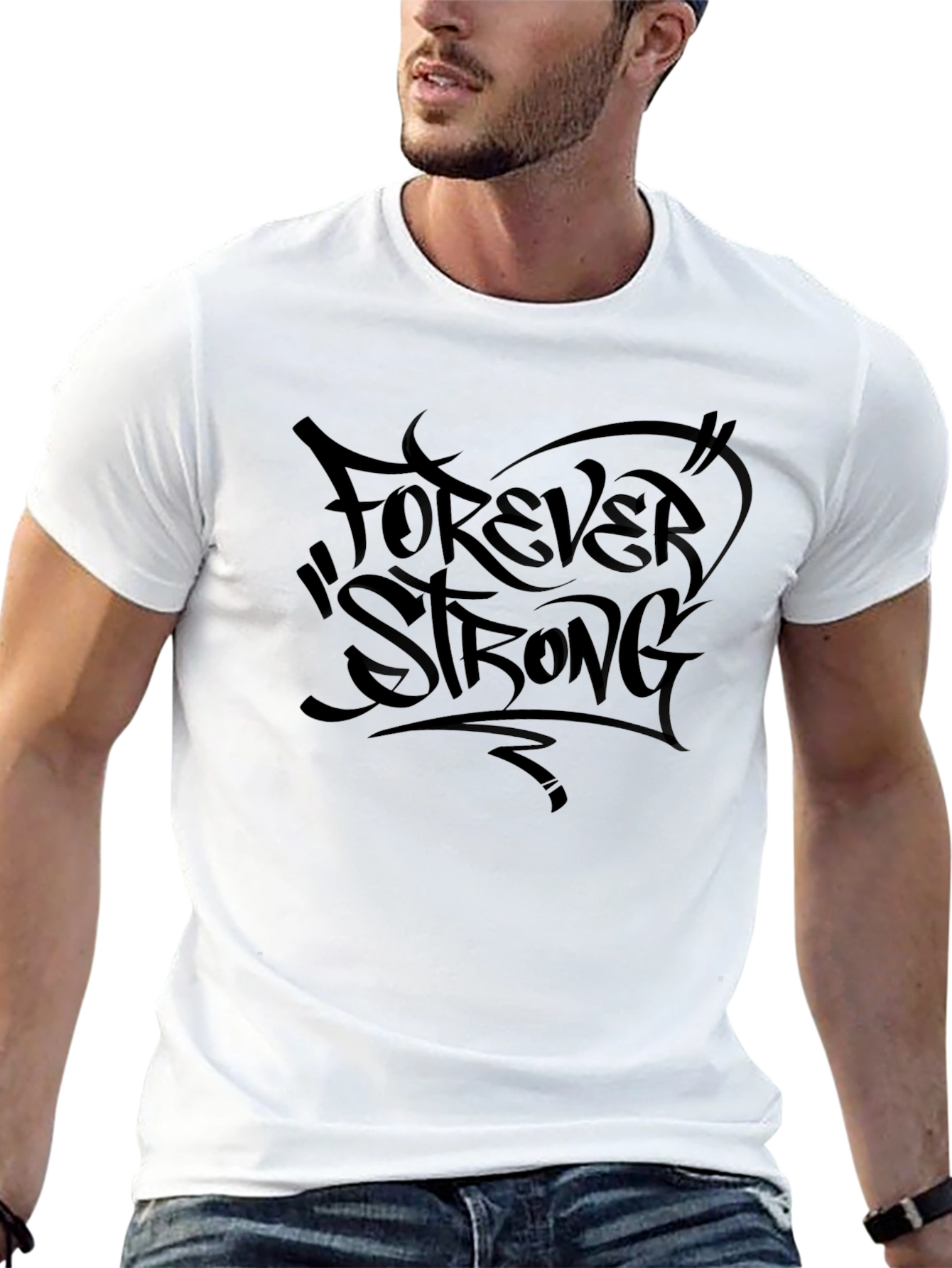 Black Forever Strong Black Graphic T-Shirt view 13