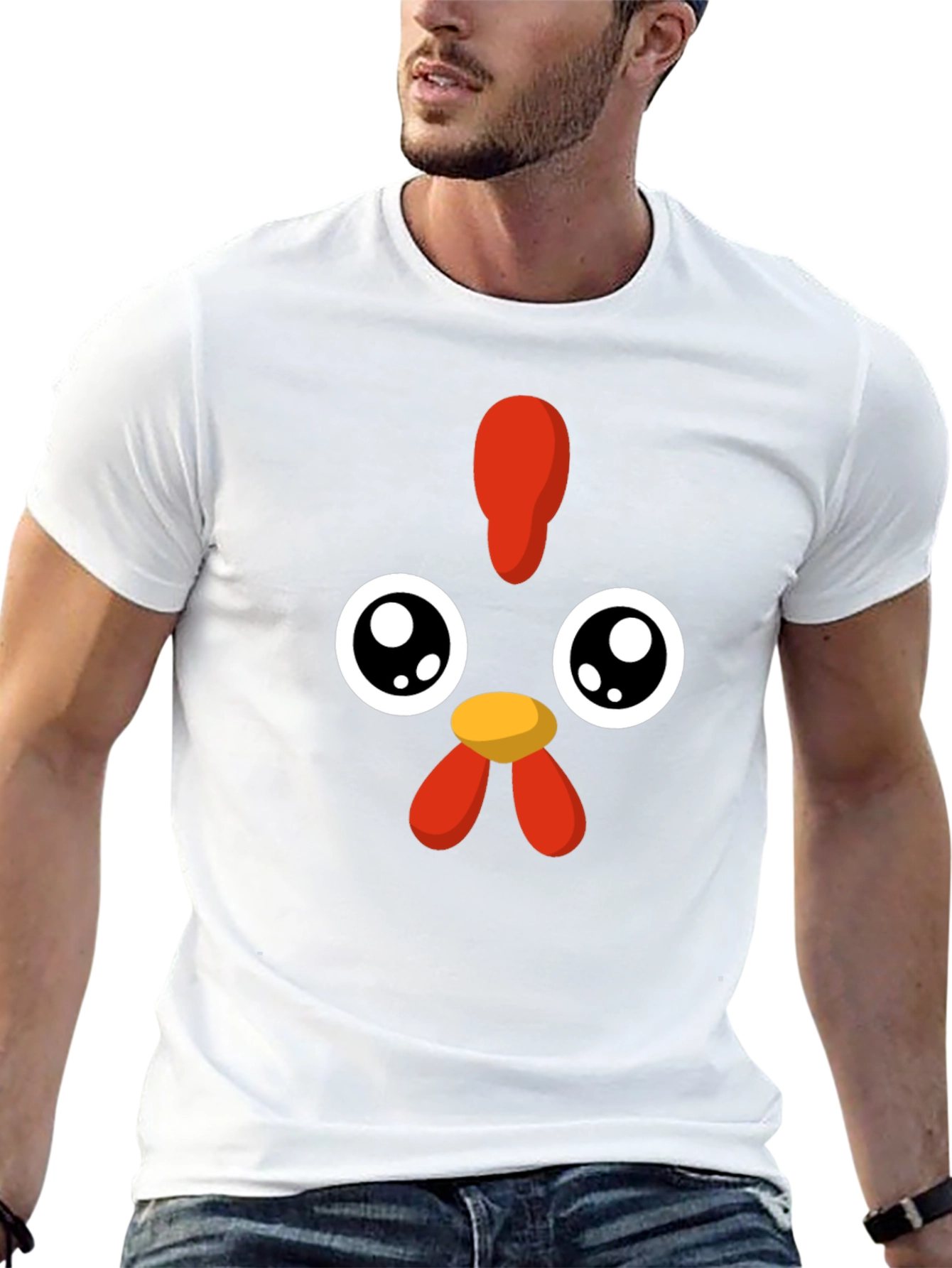 Black Cute Cartoon Chicken Graphic Black T-Shirt view 13