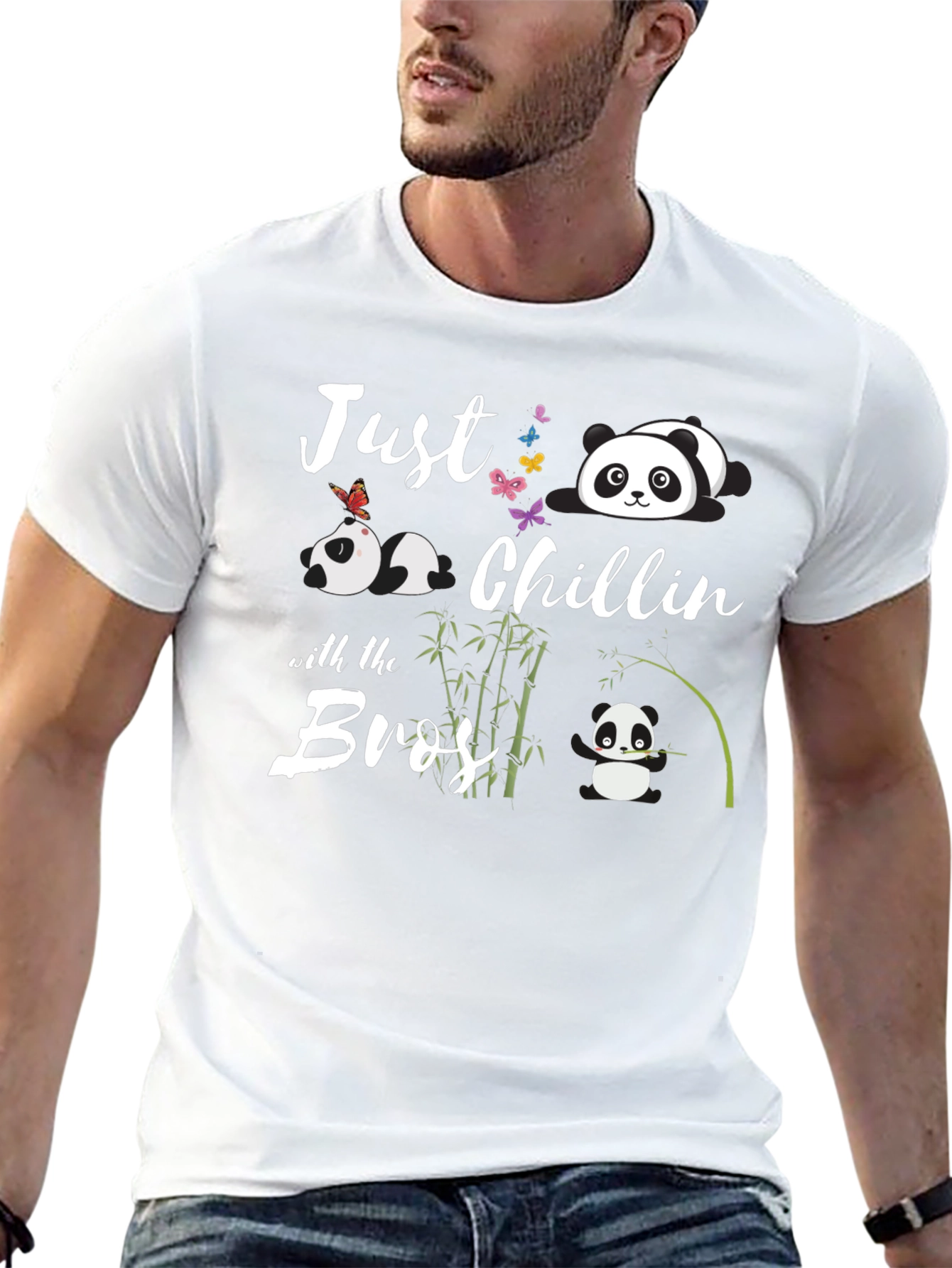 Black Just Chillin with the Bros Panda T-Shirt view 13
