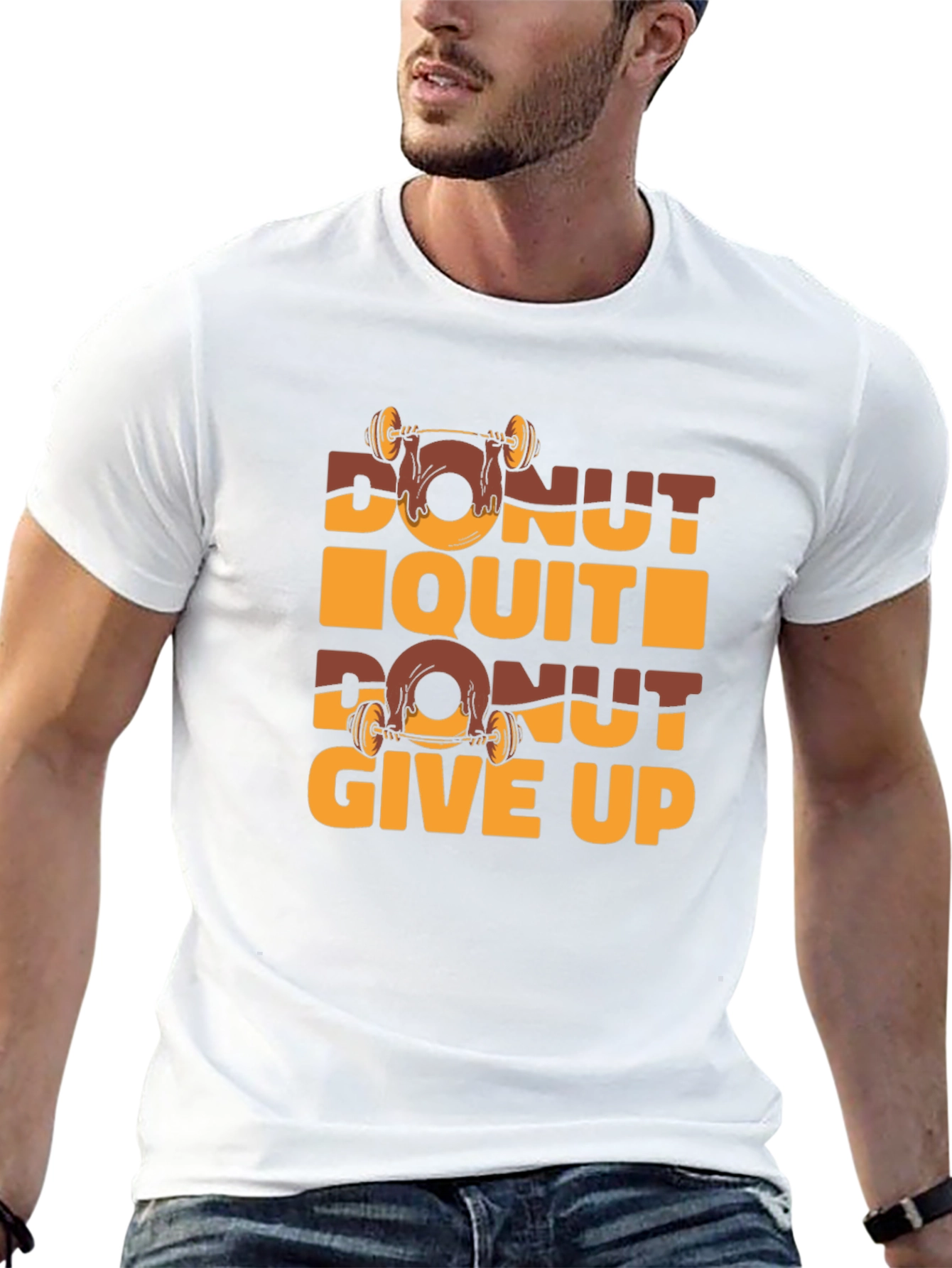 Black Donut Quit Funny Gym Workout T-Shirt view 13