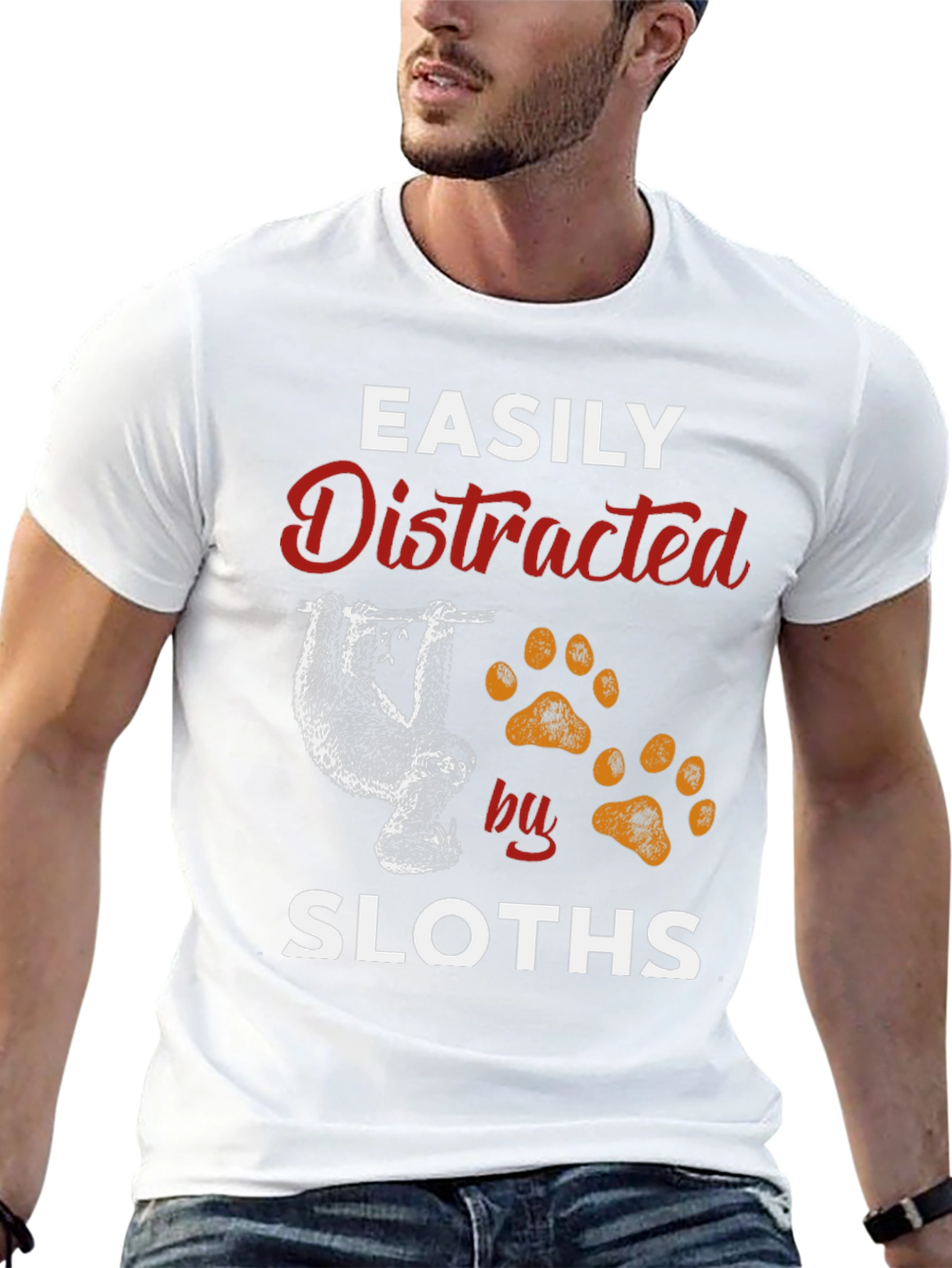 Black Easily Distracted by Sloths Graphic T-Shirt view 13