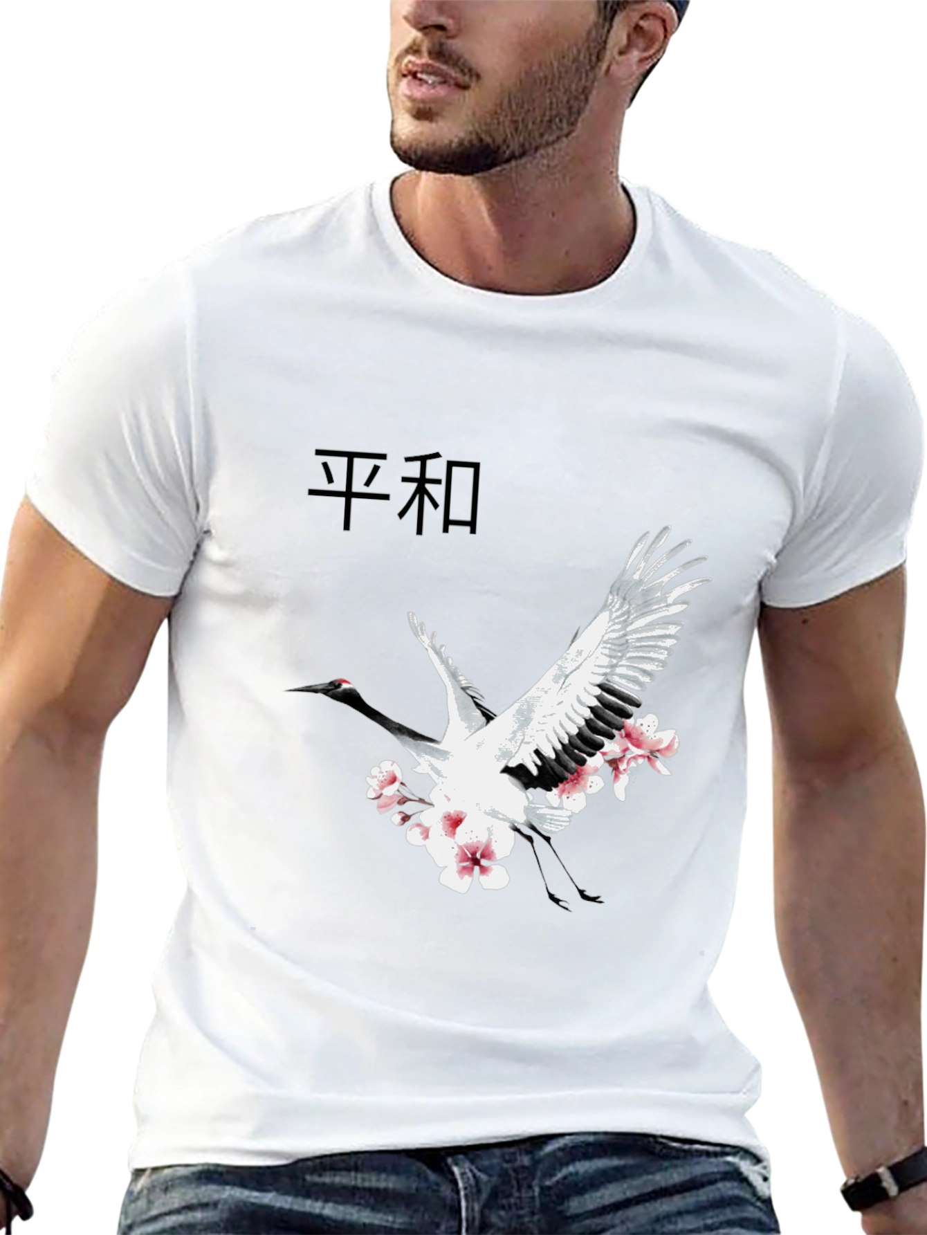 Black Crane & Blossom Graphic Tee - Black view 13