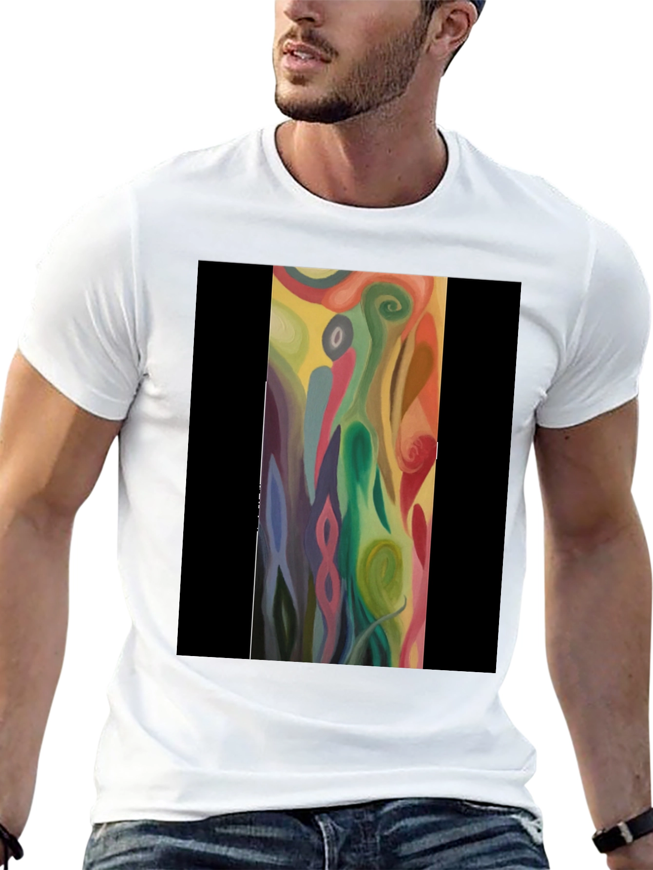 Black Abstract Art T-Shirt - Modern Artistic Design view 13