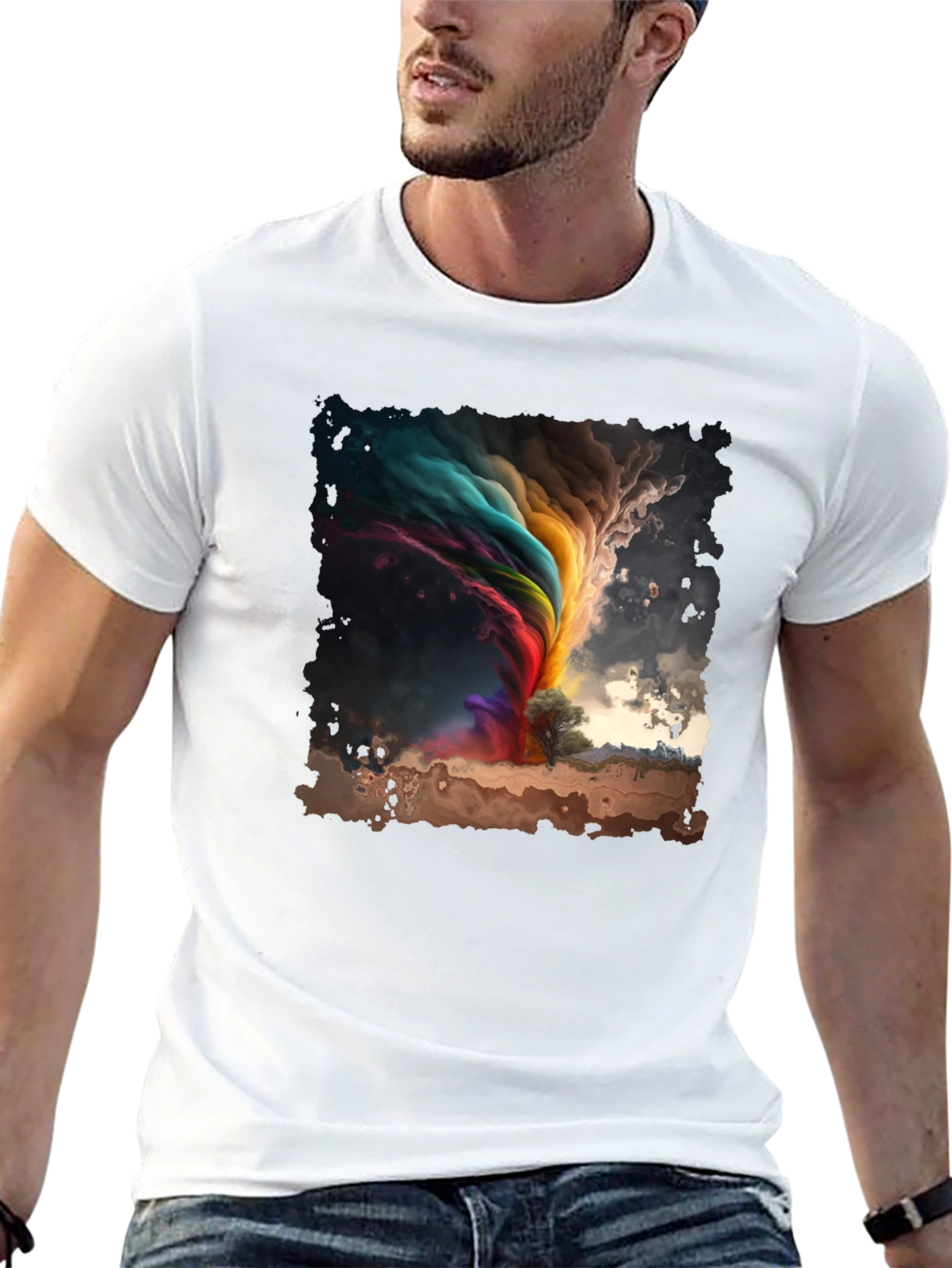 Black Rainbow Tornado Graphic Tee - Stylish Comfort view 13