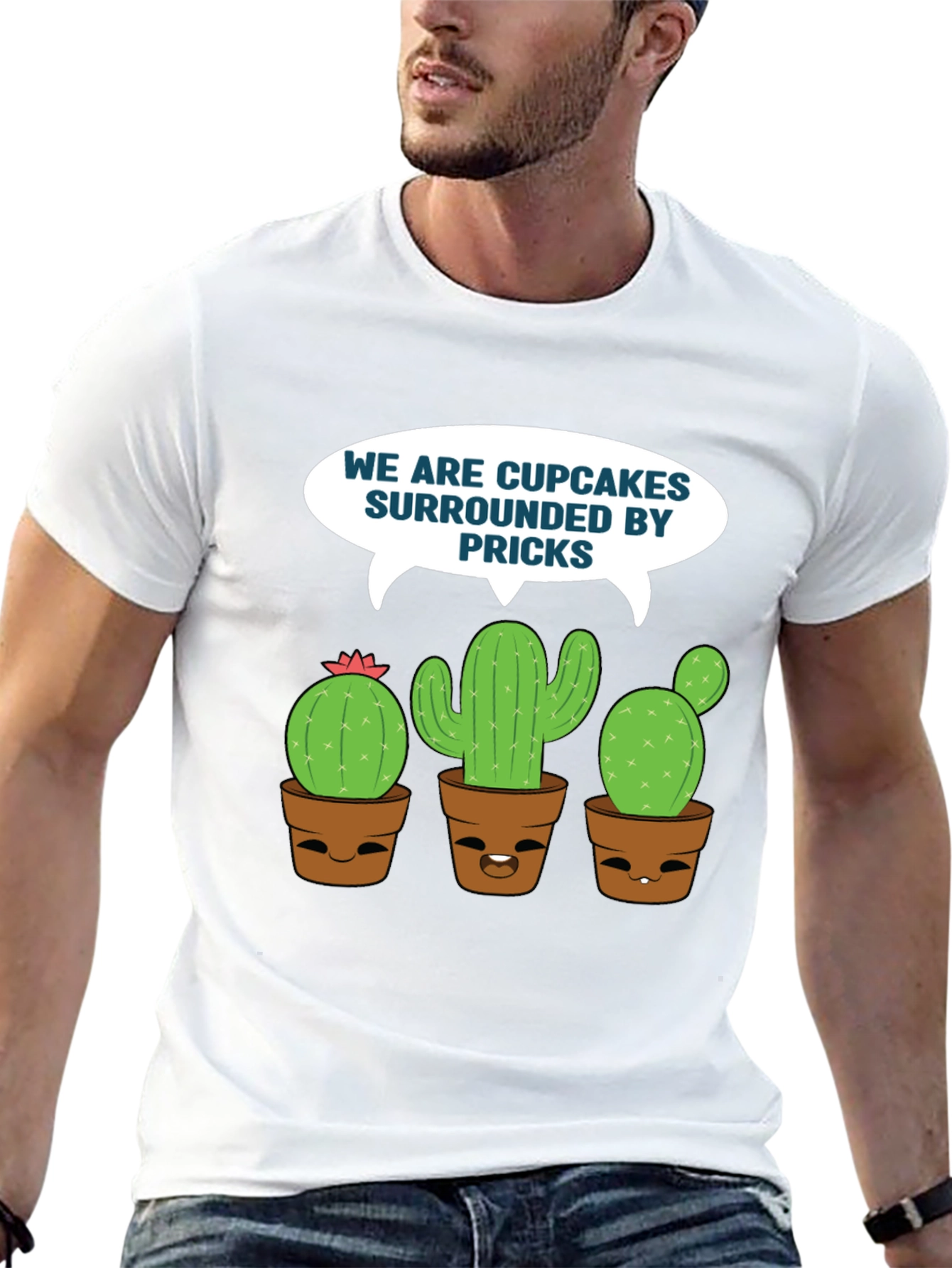 Black Funny Cupcakes & Pricks Cactus Graphic T-Shirt view 13