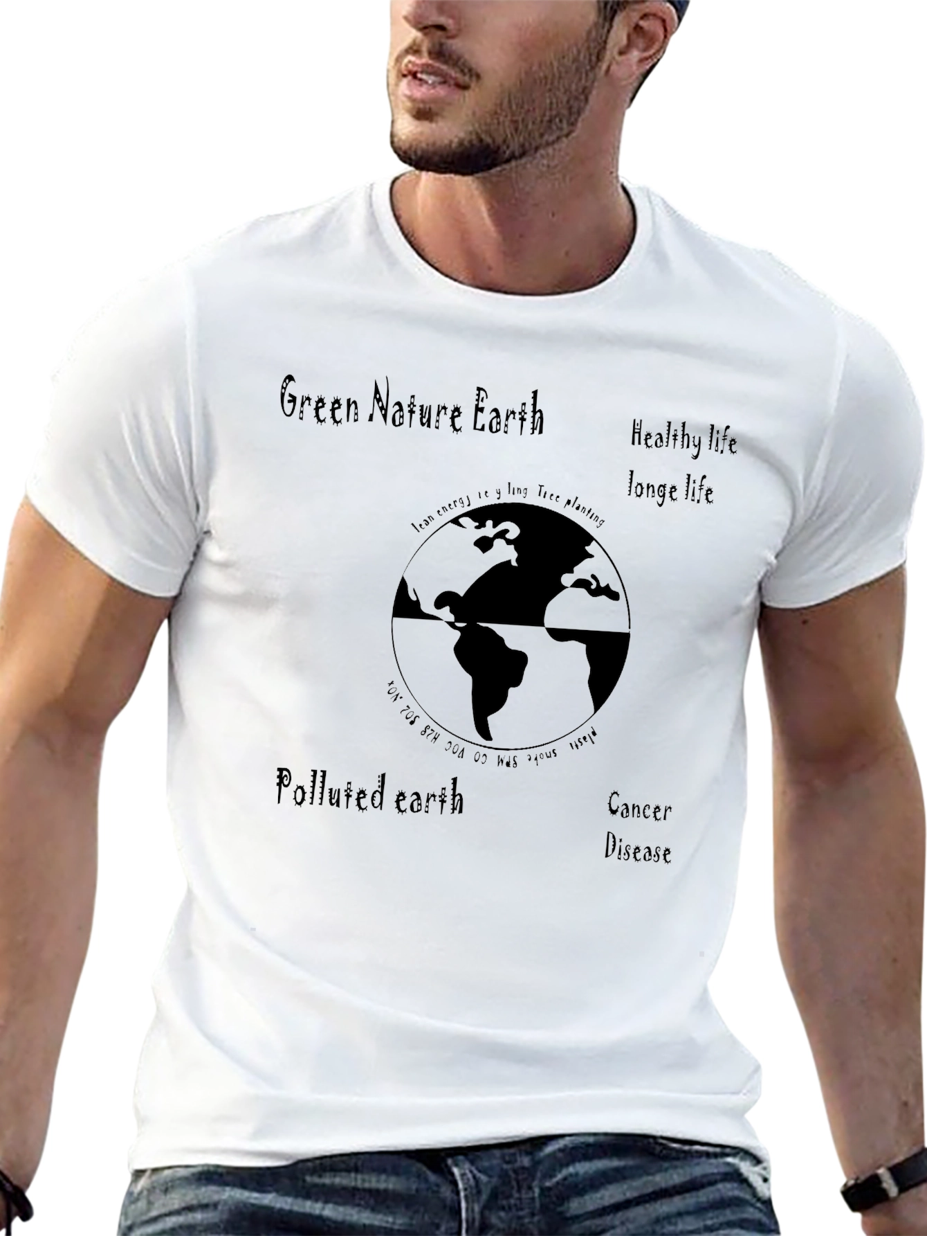 Black Eco-Friendly Earth Graphic T-Shirt view 13