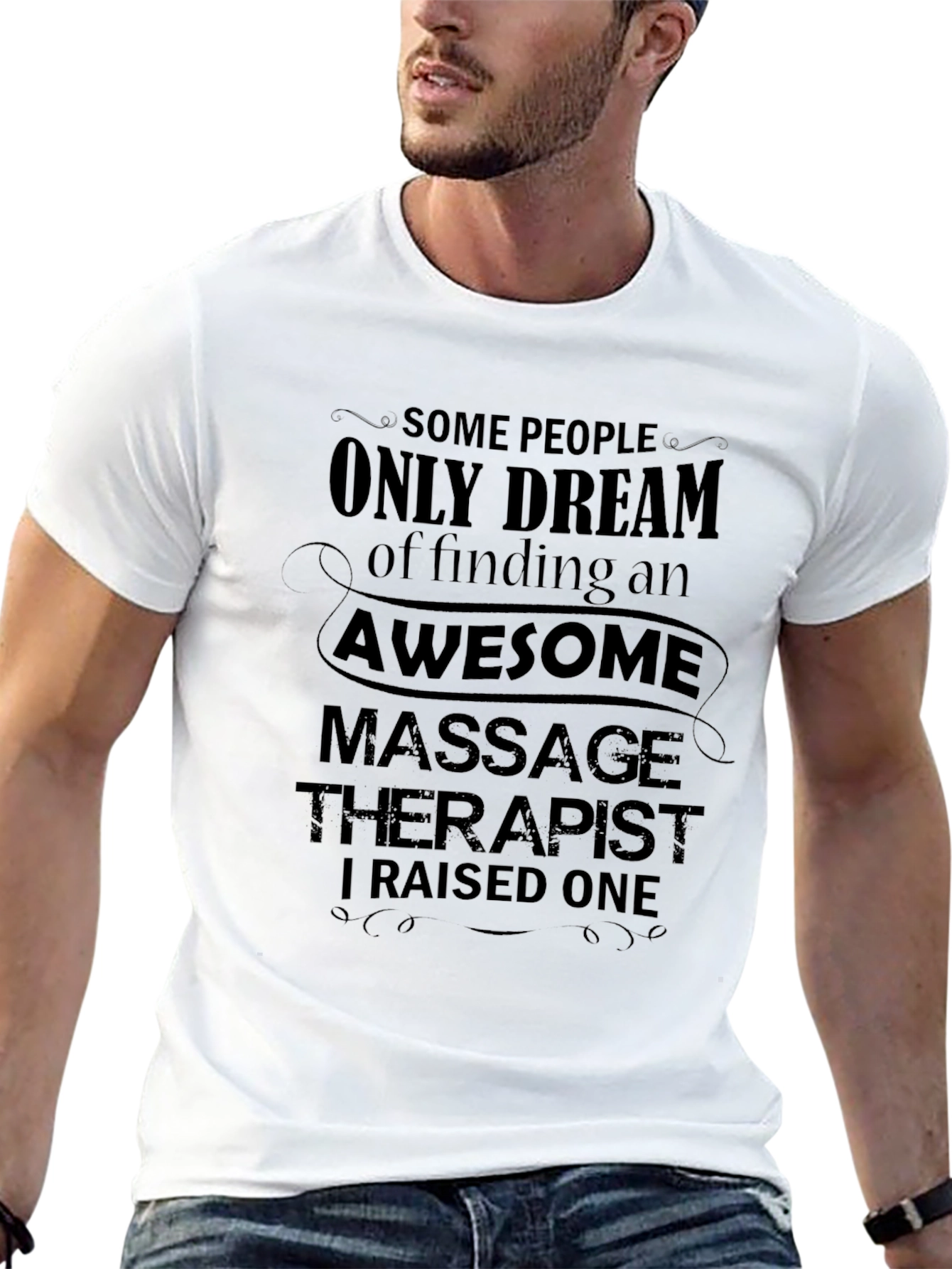 Black Awesome Massage Therapist T-Shirt - Raised One Proud view 13