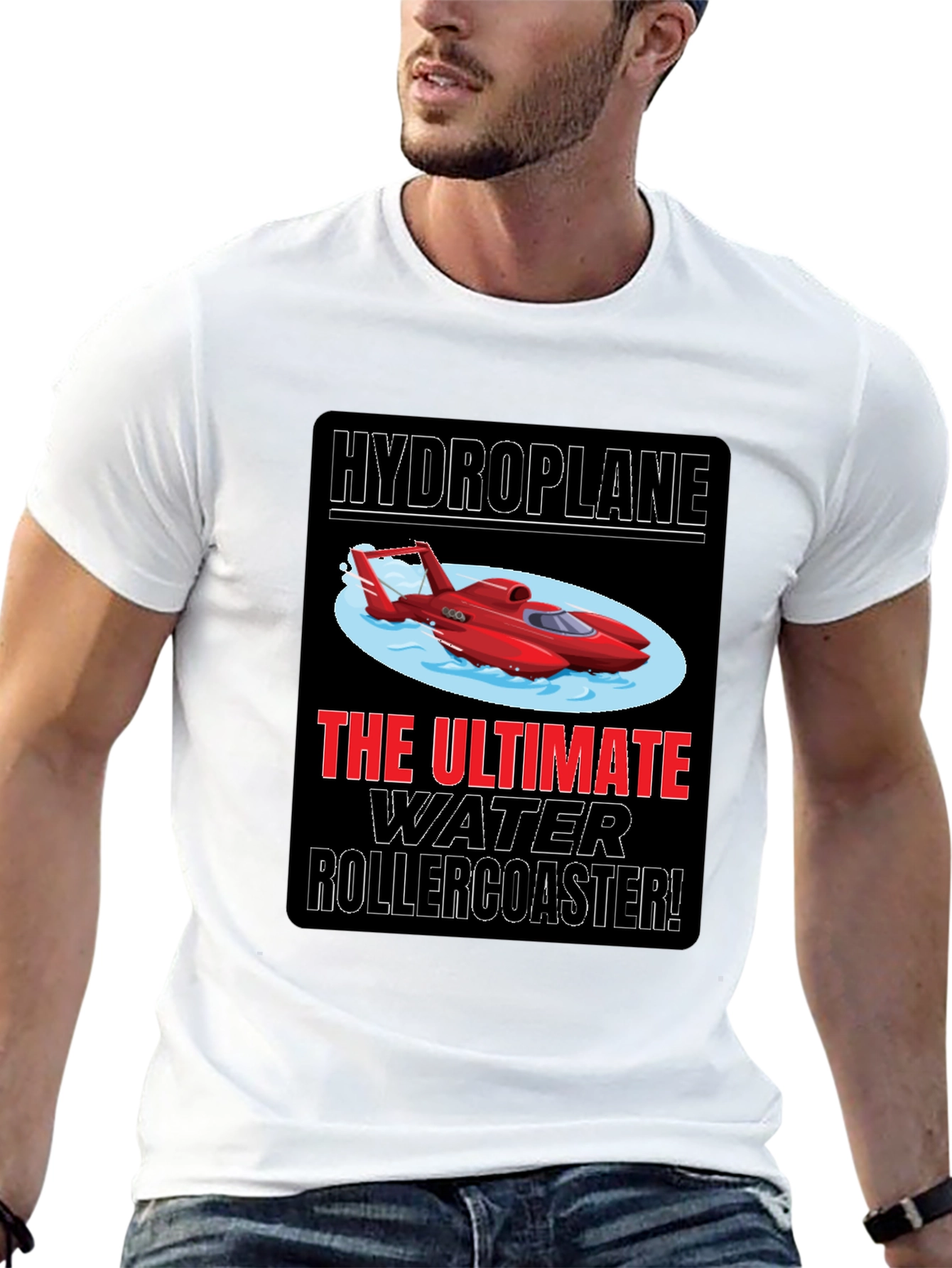 Black Hydroplane Water Rollercoaster Graphic Tee view 13