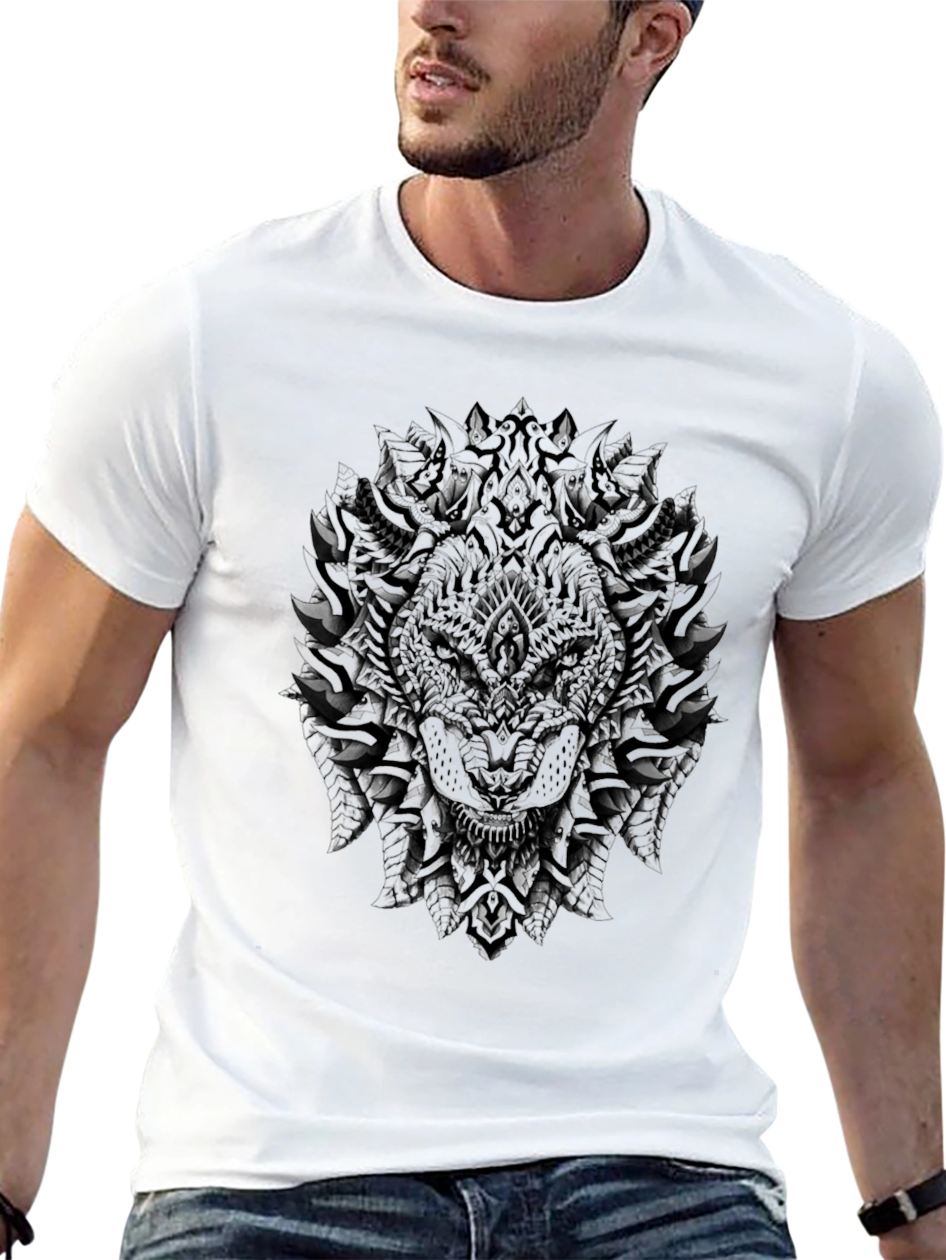 Black Dark Wolf Graphic Tee - Stylish Men's T-Shirt view 13
