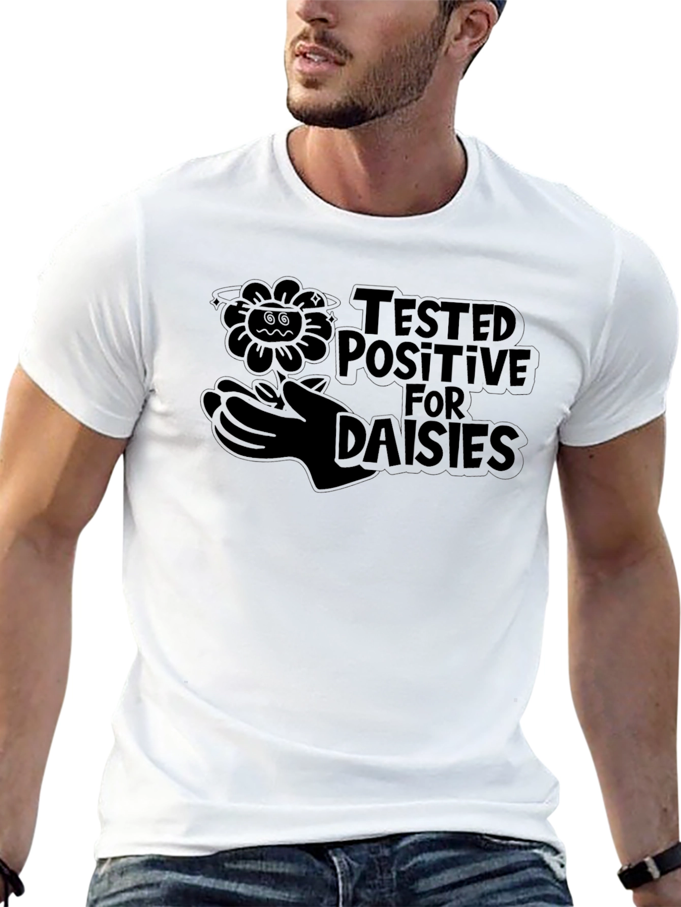Black Tested Positive For Daisies Black T-Shirt view 13