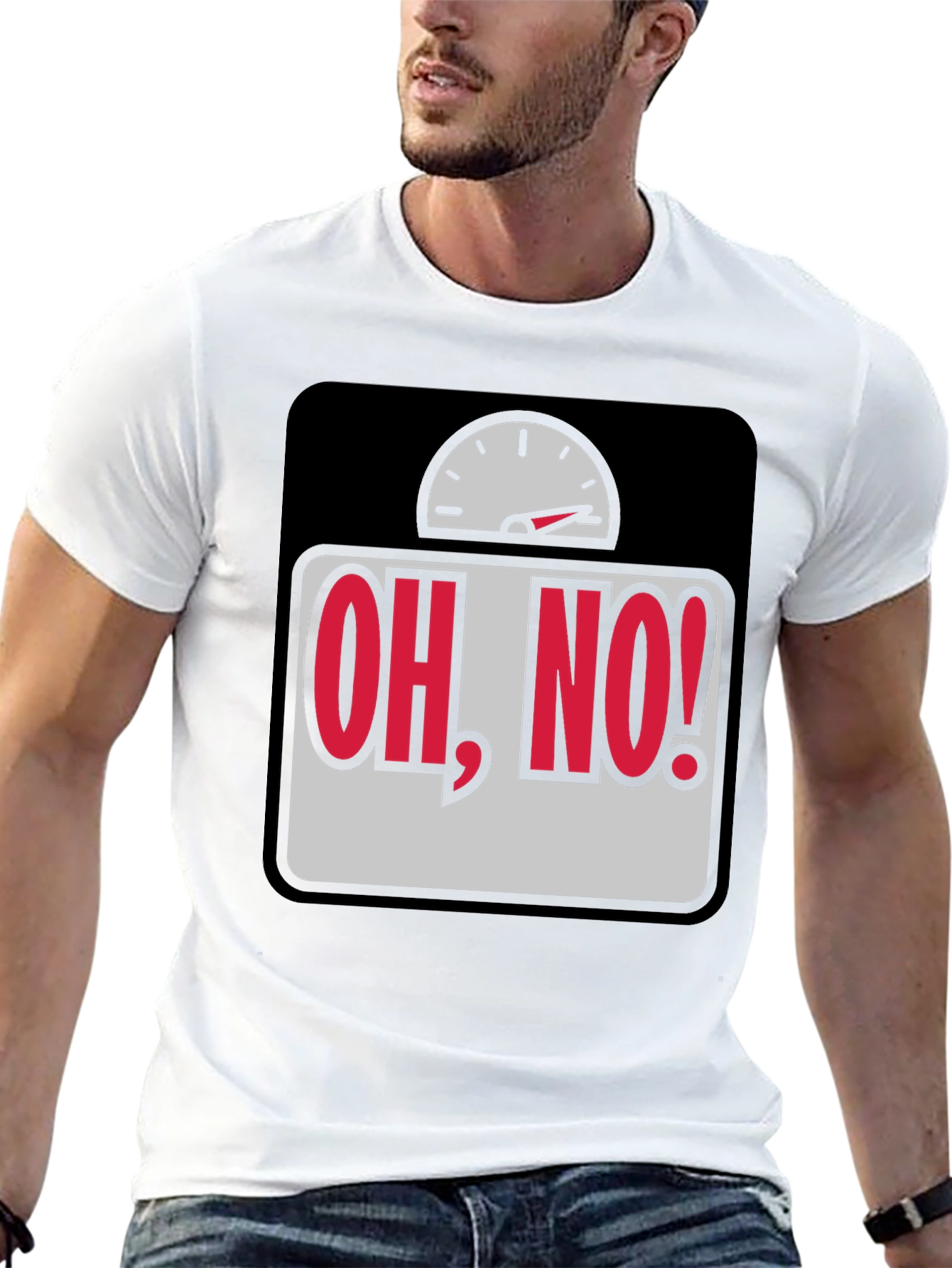 Black Oh, No! Scale Graphic T-Shirt - Weight Humor Tee view 13