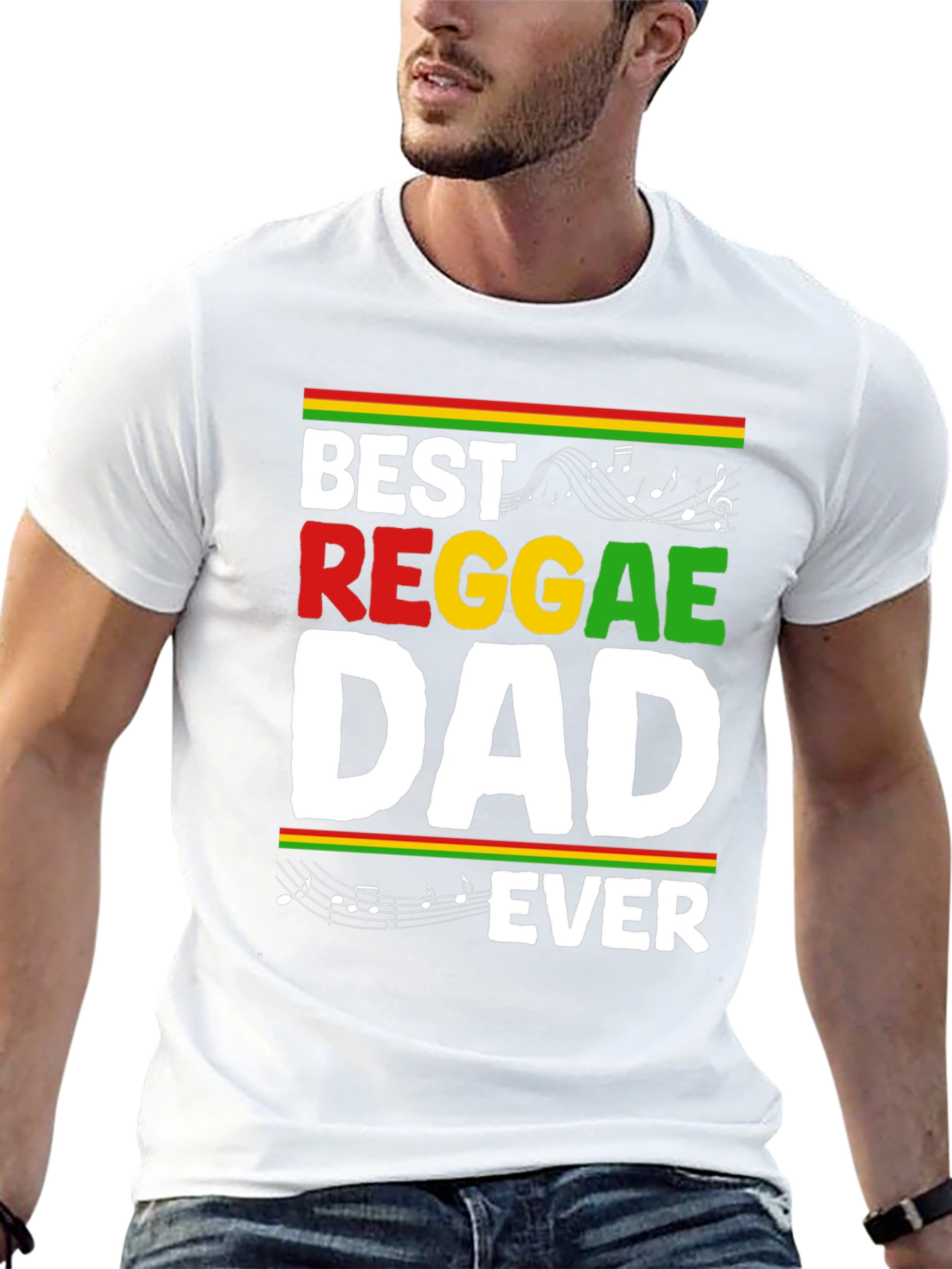 Black Best Reggae Dad Ever Black Graphic T-Shirt view 13