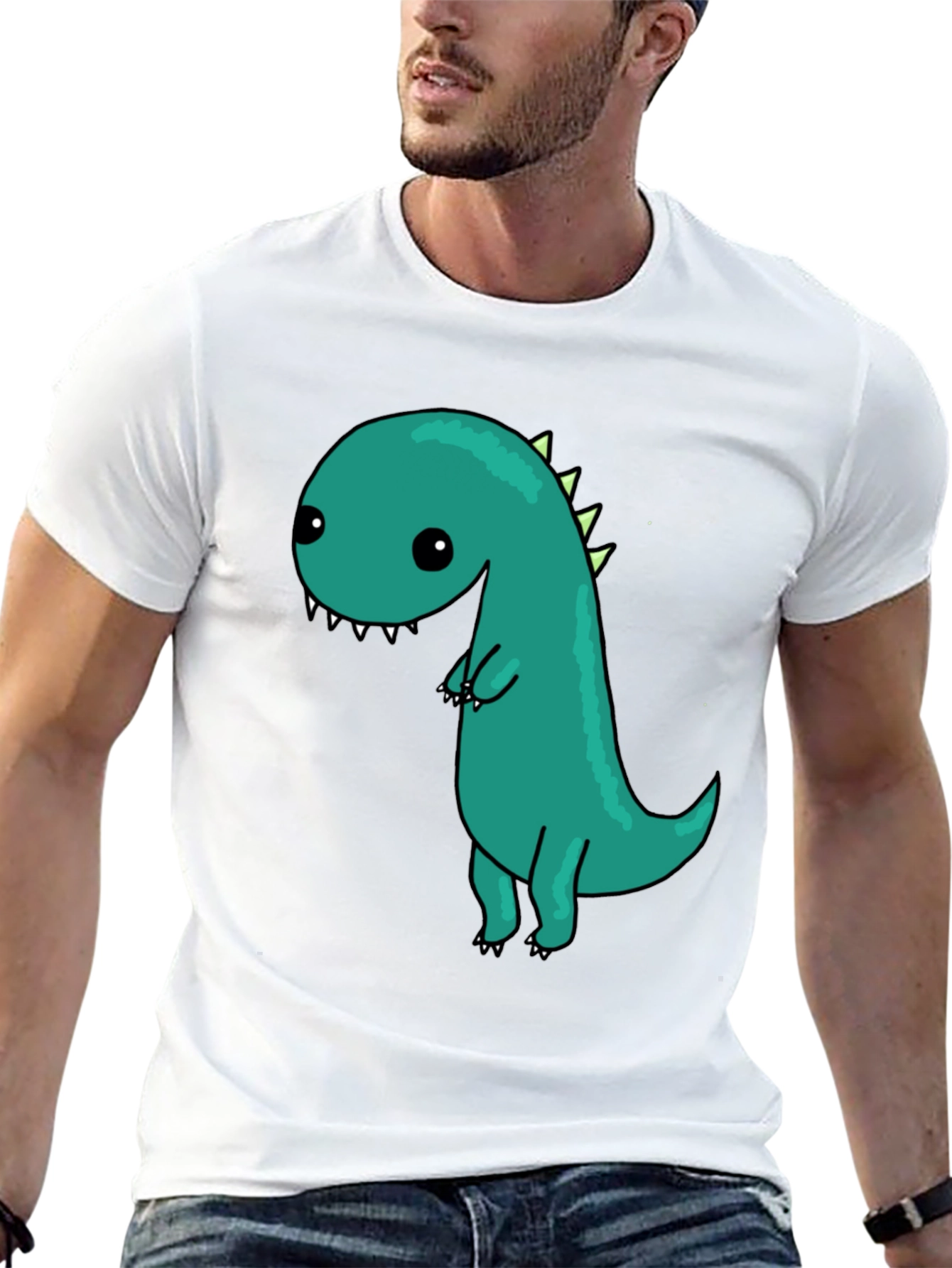 Black Cute Cartoon Dinosaur Graphic Black T-Shirt view 13