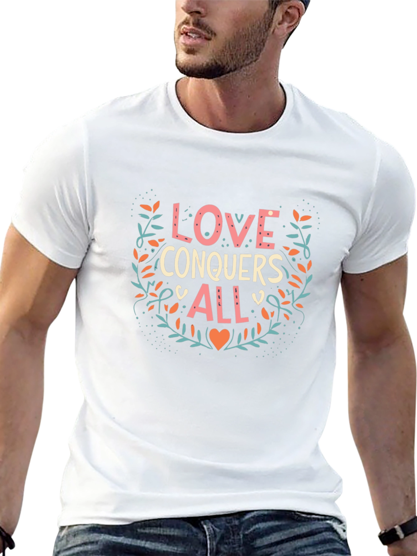 Black Love Conquers All Graphic Tee - Trendy Black T-Shirt view 13