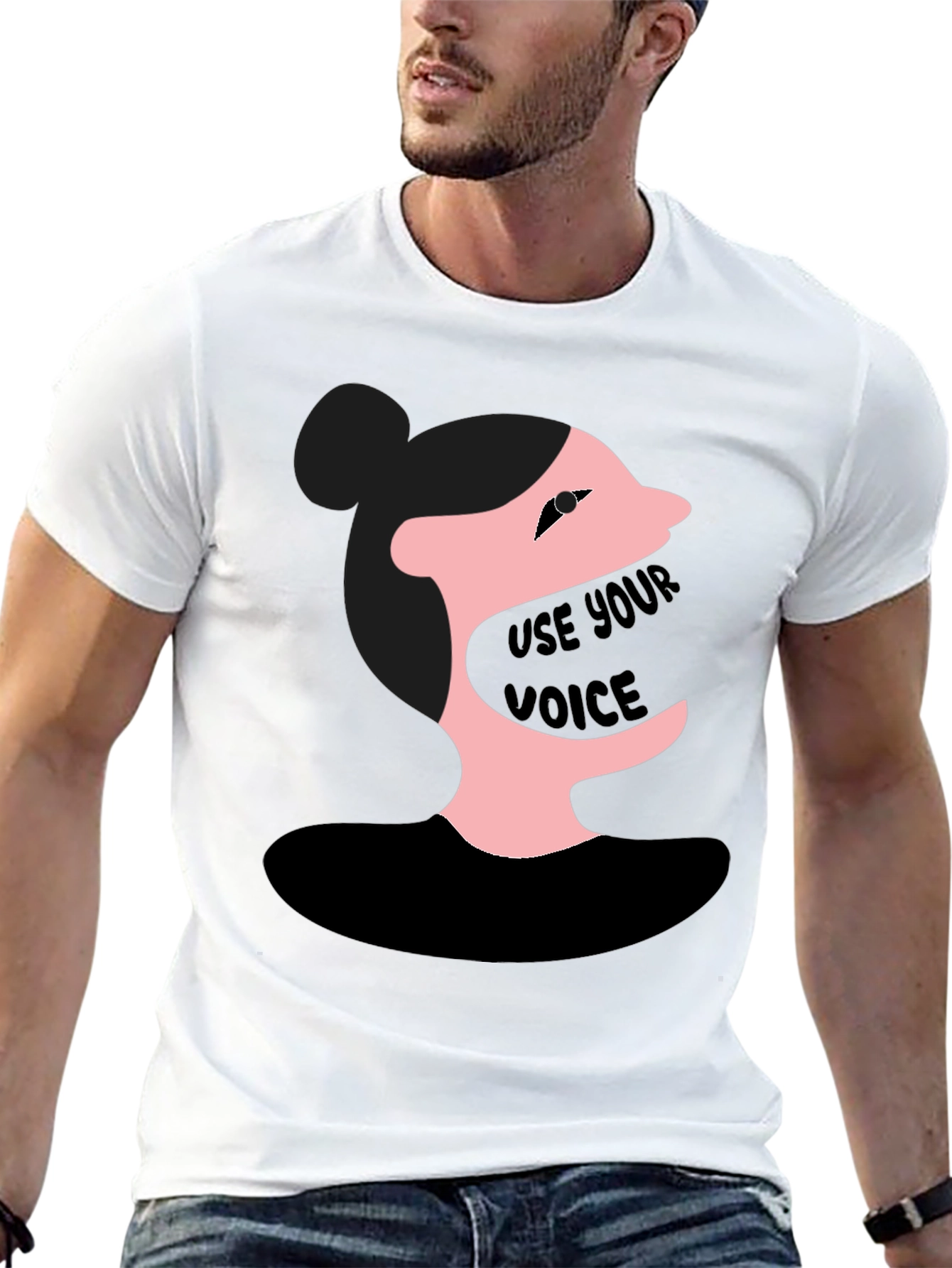 Black Use Your Voice Graphic Tee - Black Unisex Shirt view 13