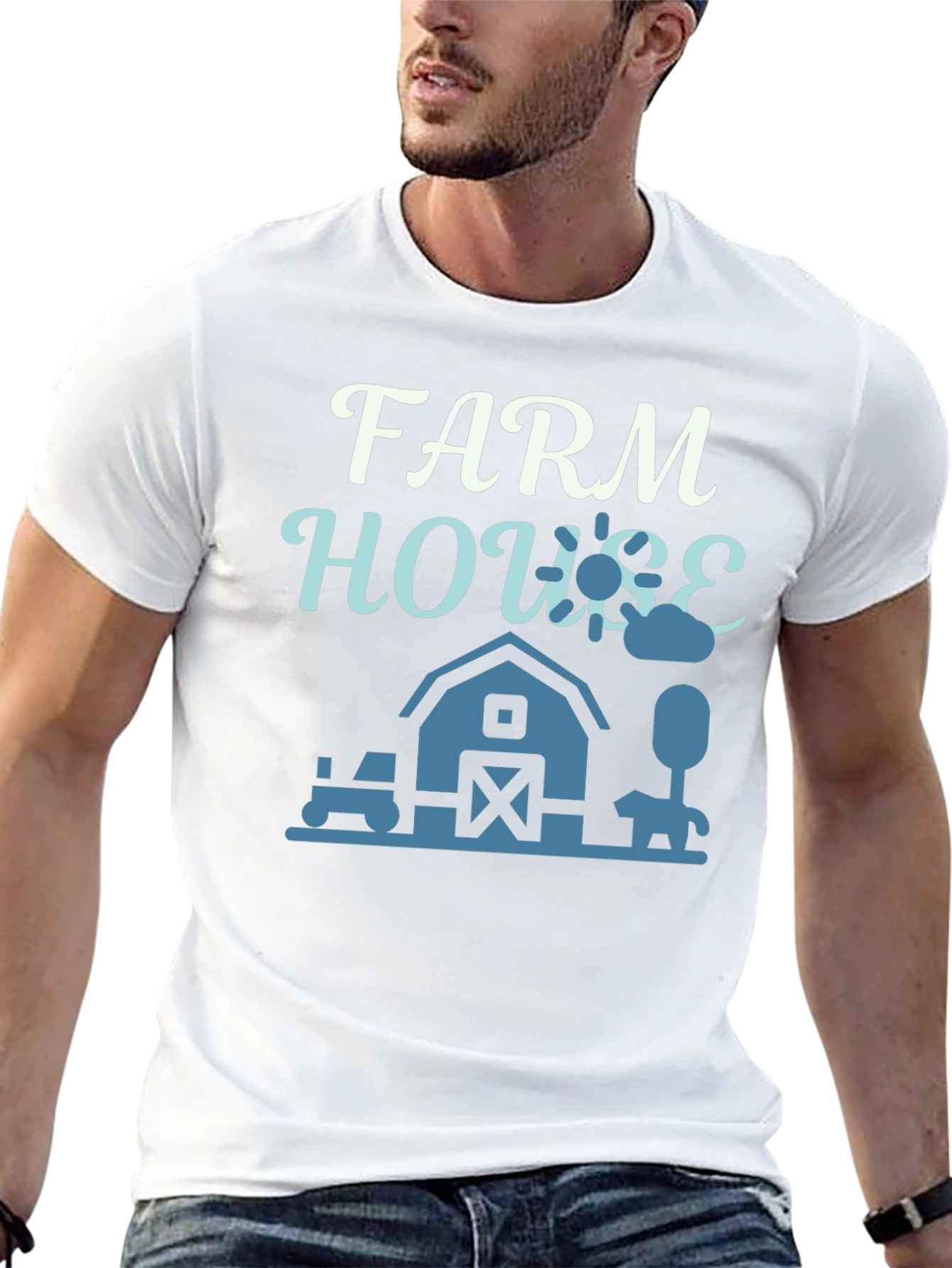 Black Farm House Graphic Tee - Black Cotton T-Shirt view 13