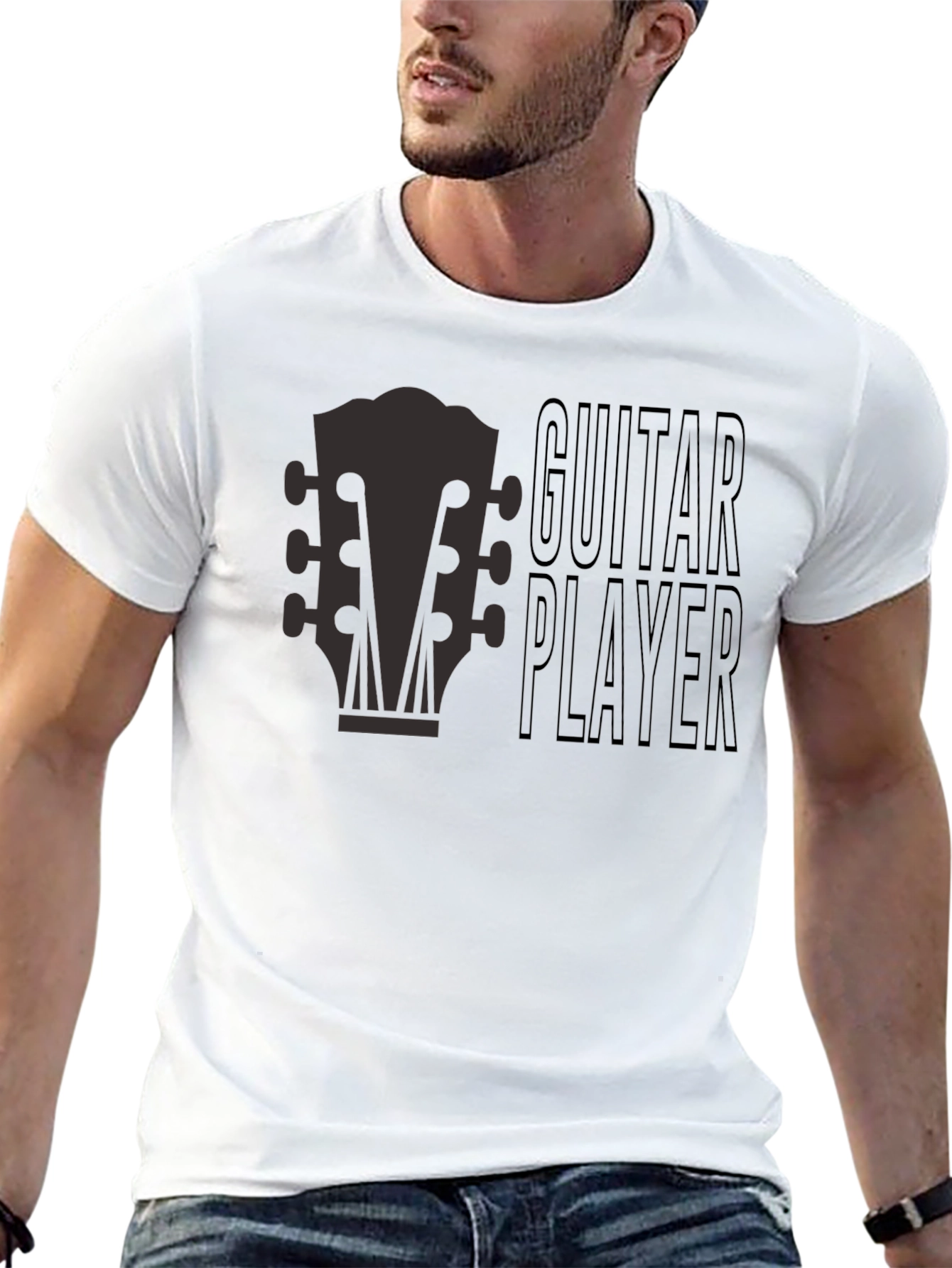Black Guitar Player Graphic Tee - Musician's T-Shirt view 13