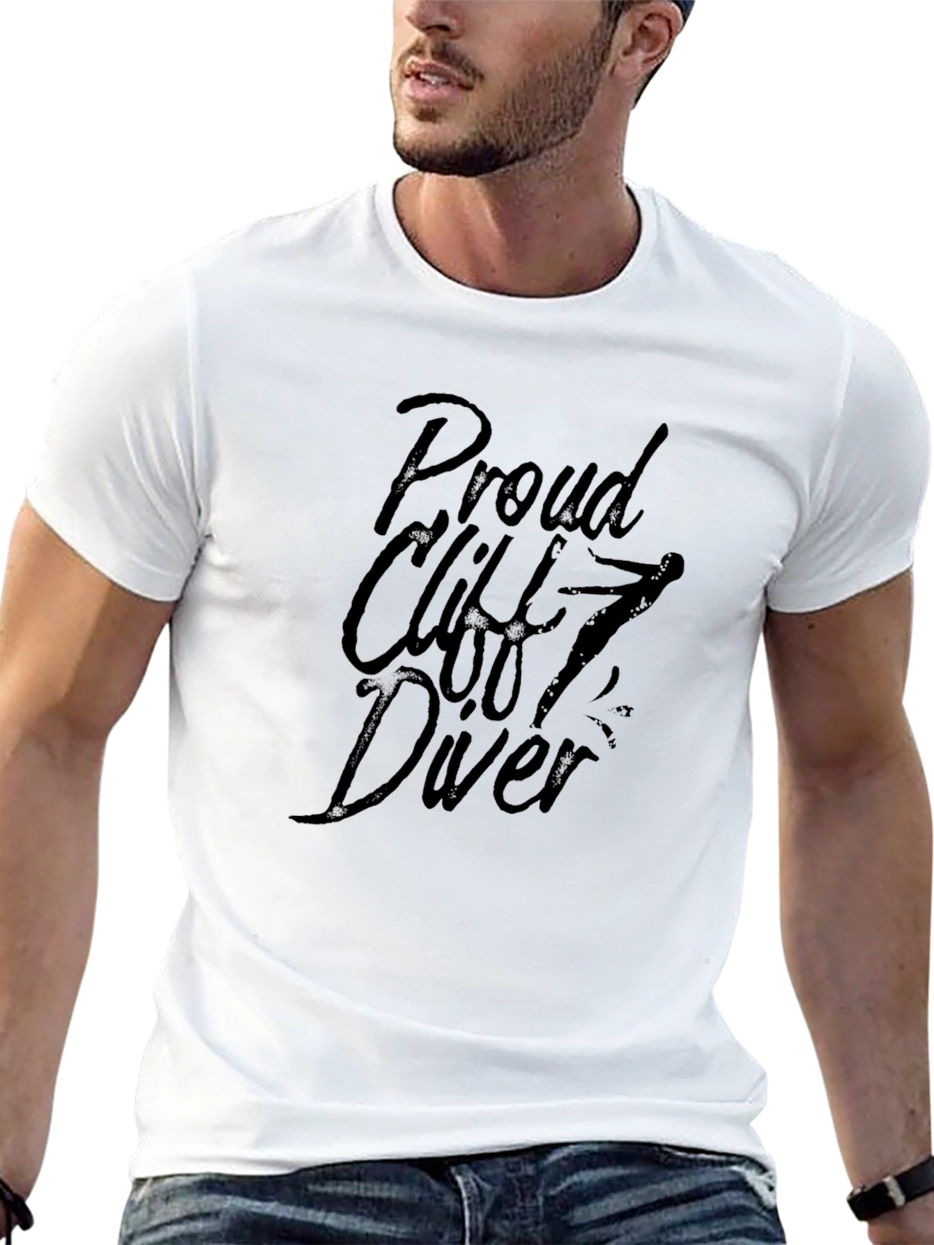 Black Proud Cliff Diver Black Graphic T-Shirt view 13