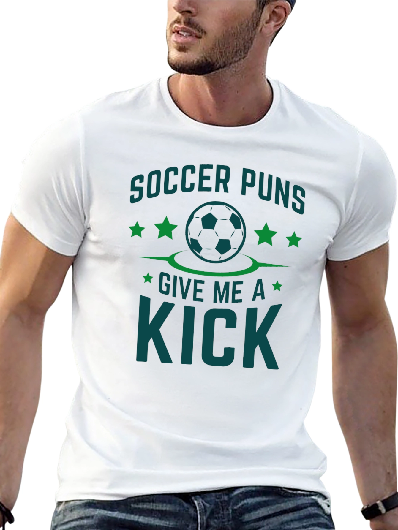 Black Soccer Puns Give Me a Kick Black T-Shirt view 13