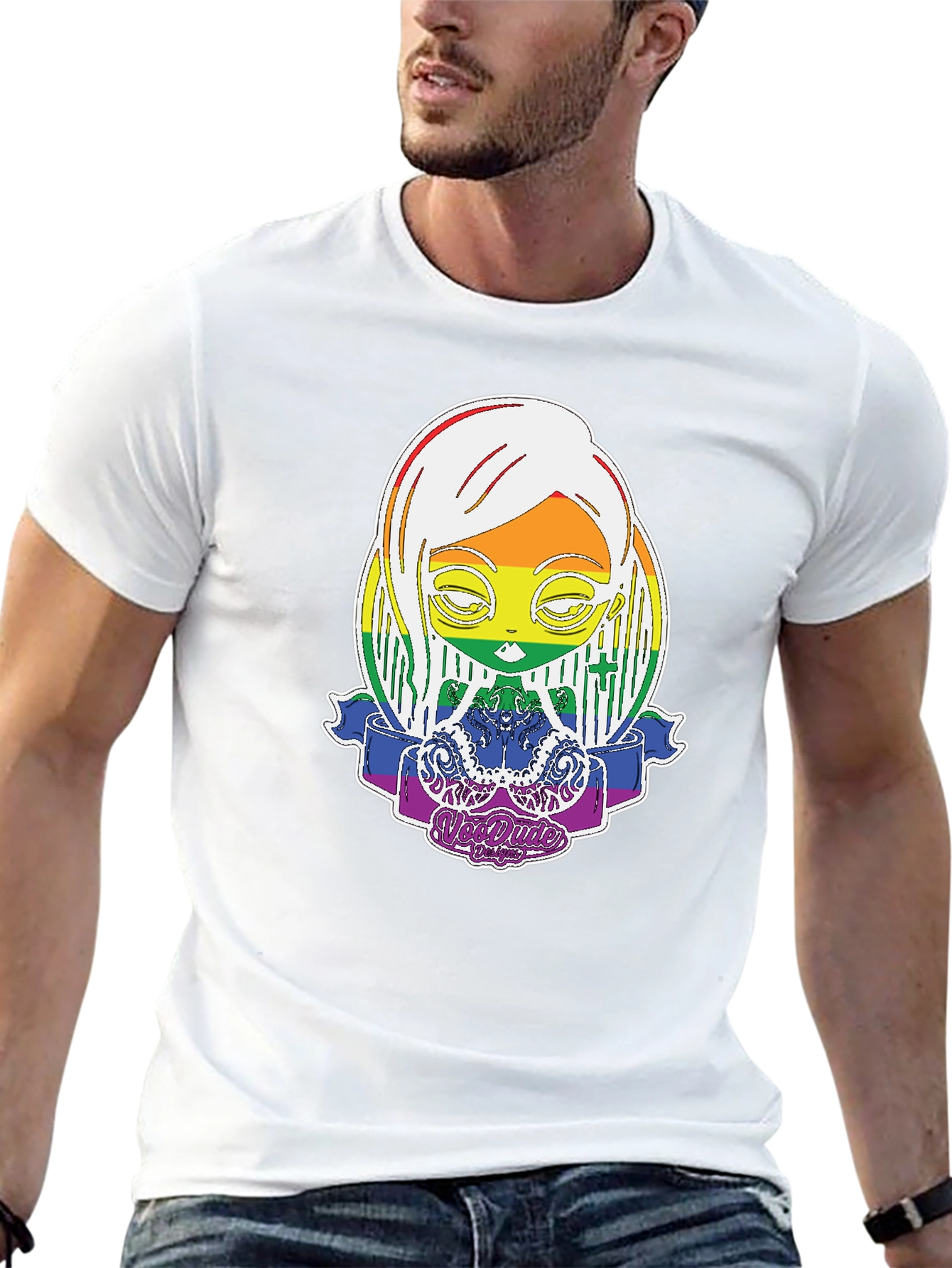 Black Rainbow Character Graphic Tee view 13