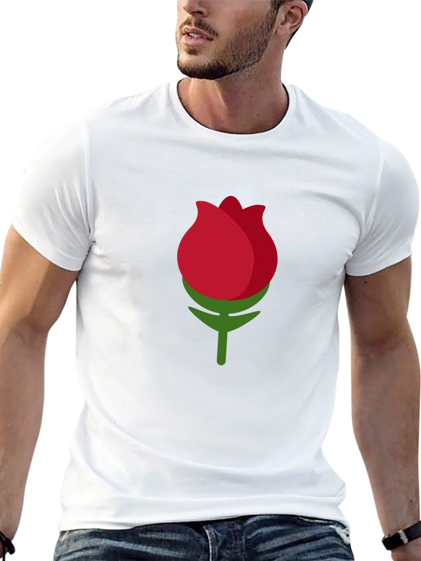 Black Black T-shirt with Rose Bud Graphic view 13