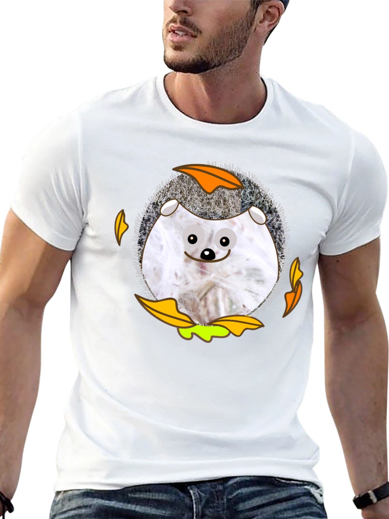 Black Cute Hedgehog Graphic Tee - Black Cotton Blend view 13