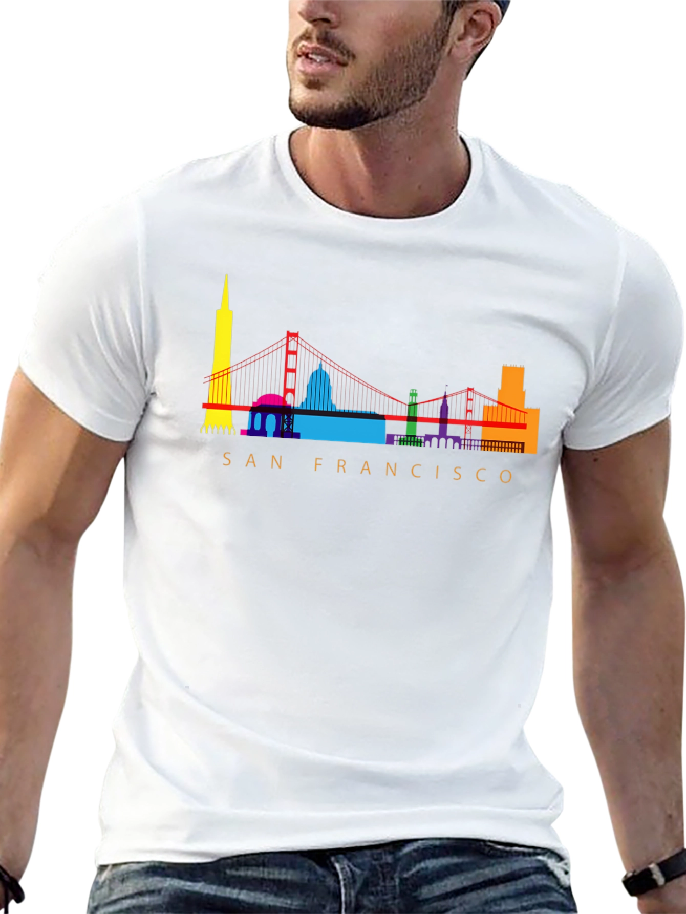 Black San Francisco Skyline Graphic Tee - Black Cotton Blend view 13