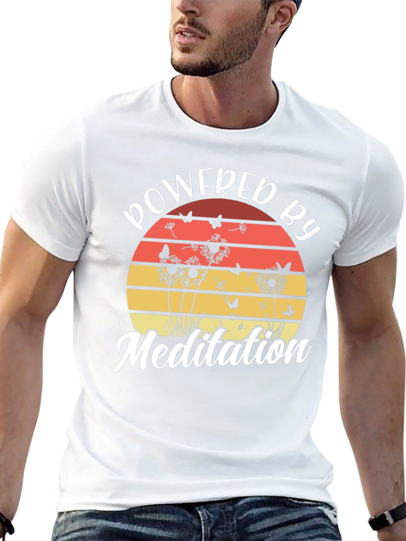 Black Powered by Meditation T-Shirt view 13