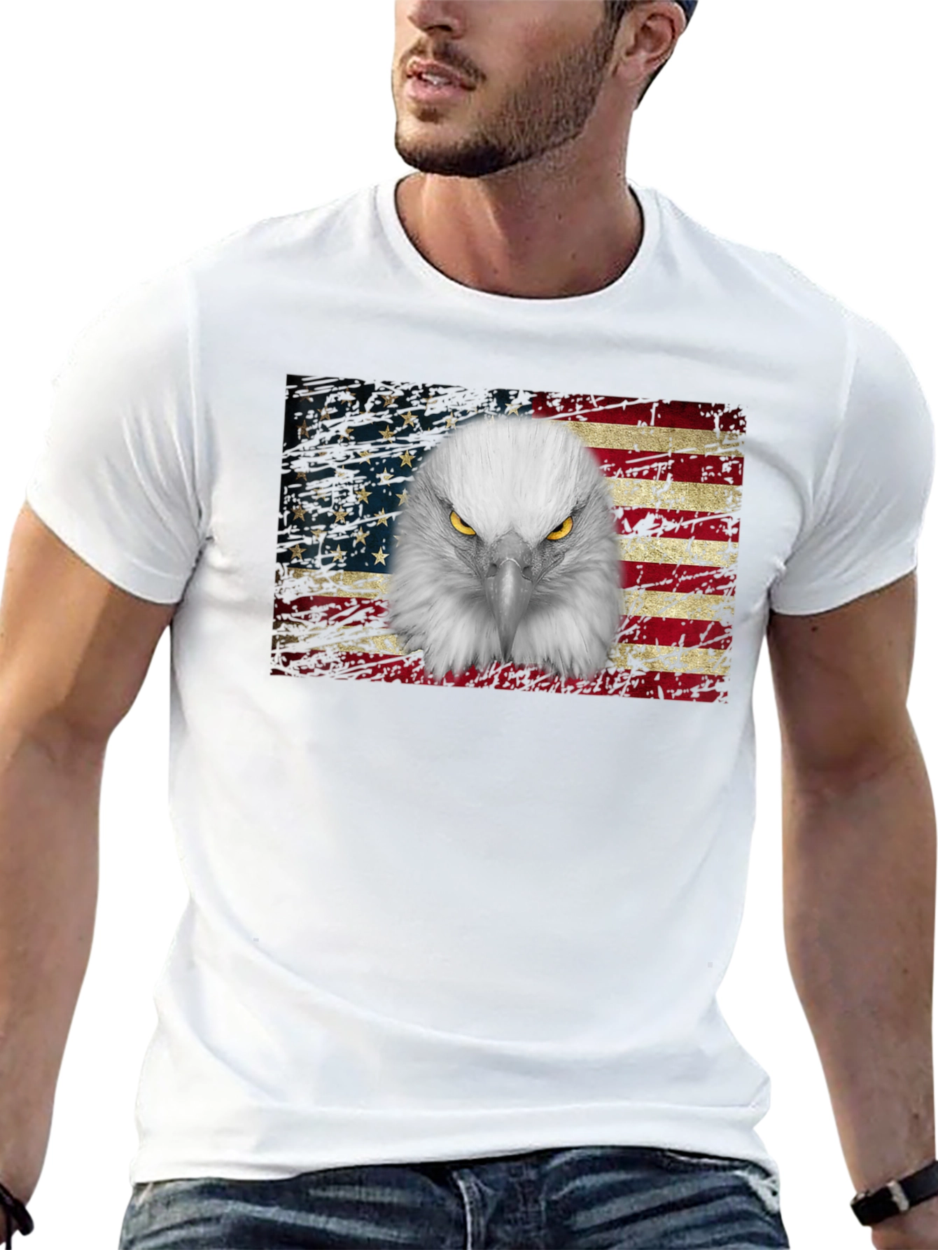 Black Eagle Flag Graphic T-Shirt view 13